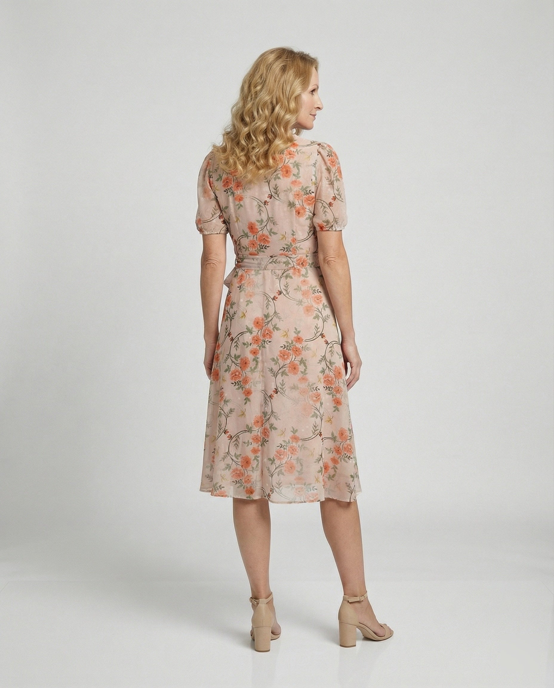 Women's midi dress wrap look floral