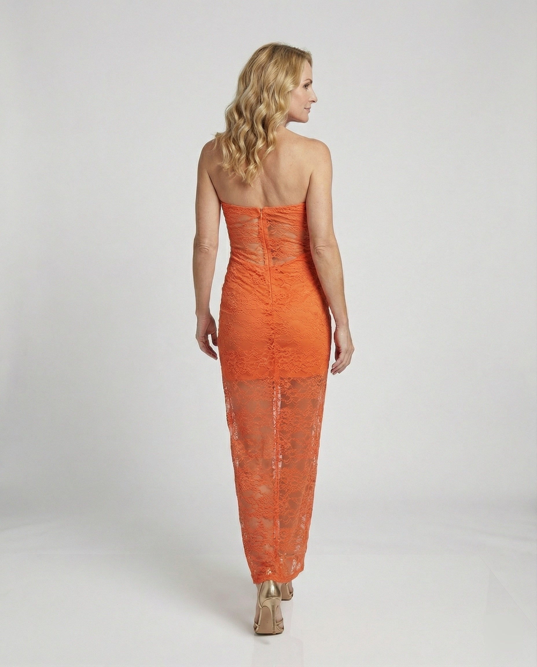 Strapless Lace Evening Dress Maxi Women