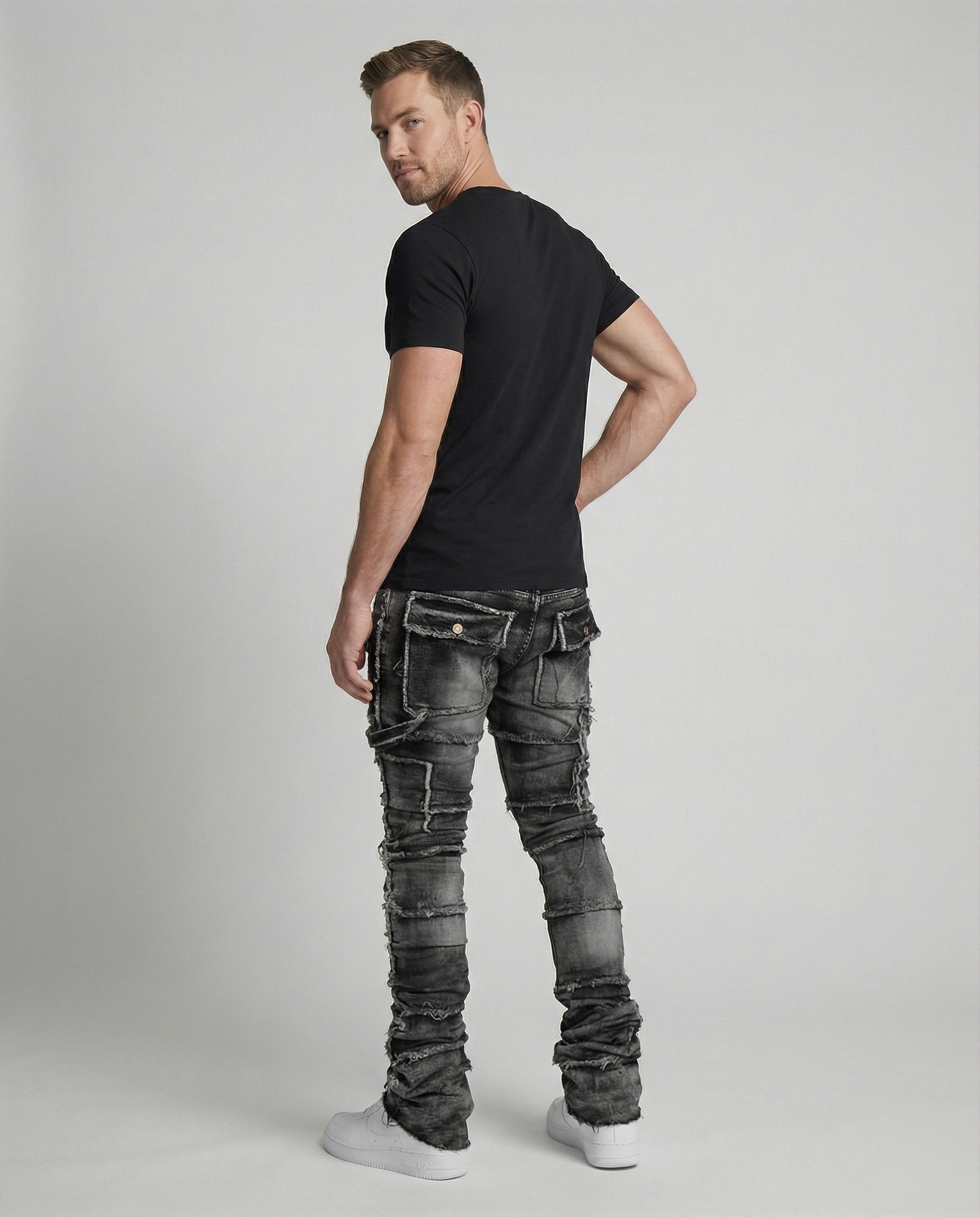 Men's Slim Fit Jeans with Cargo Pockets