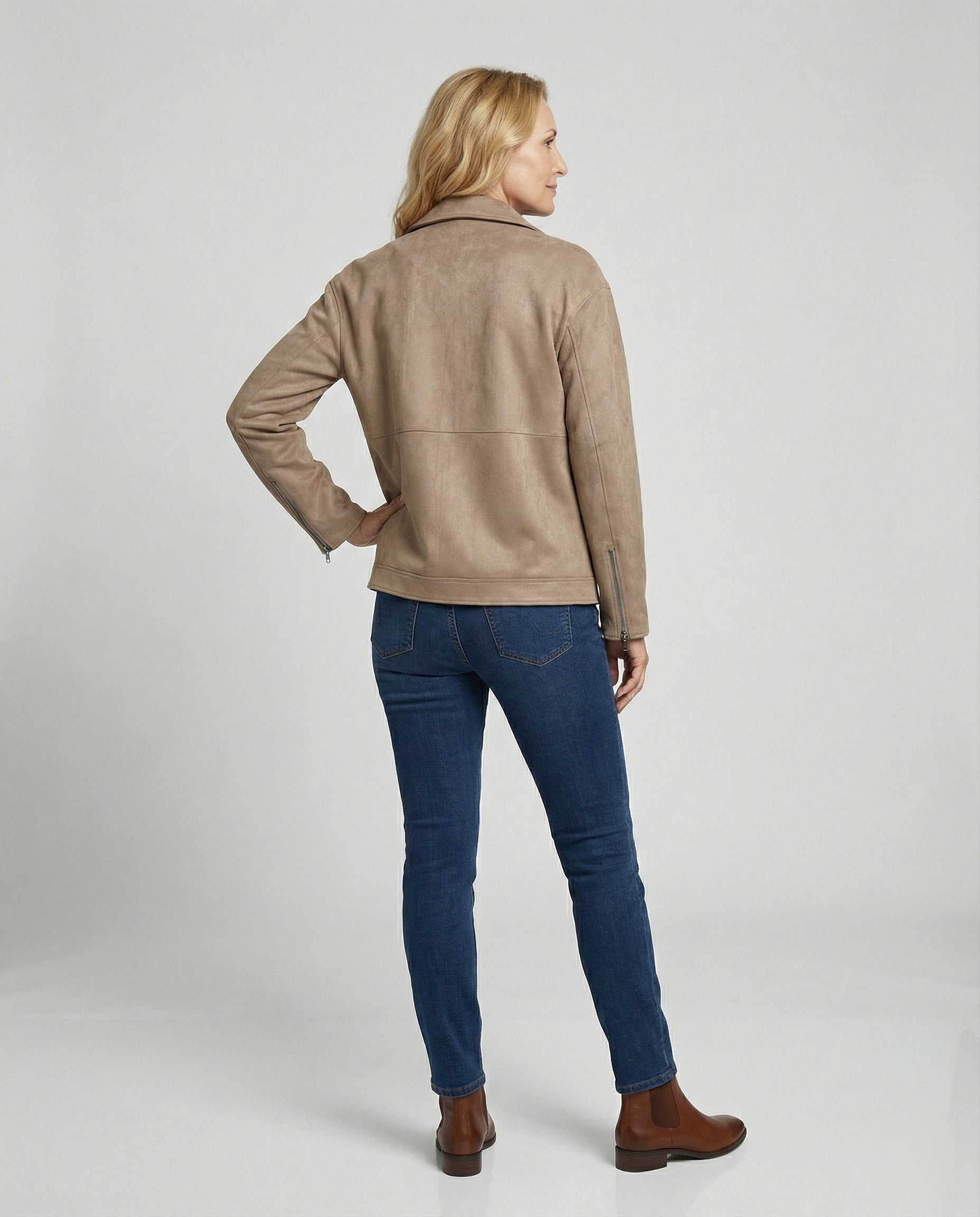Brown Leather Jacket Women Suede