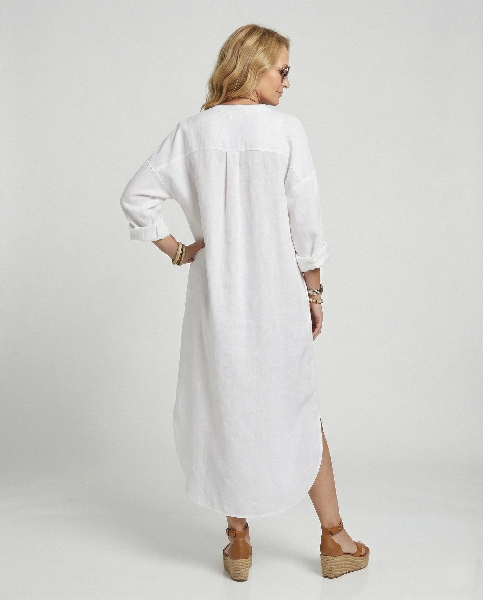 Women Linen Dress Kaftan Long