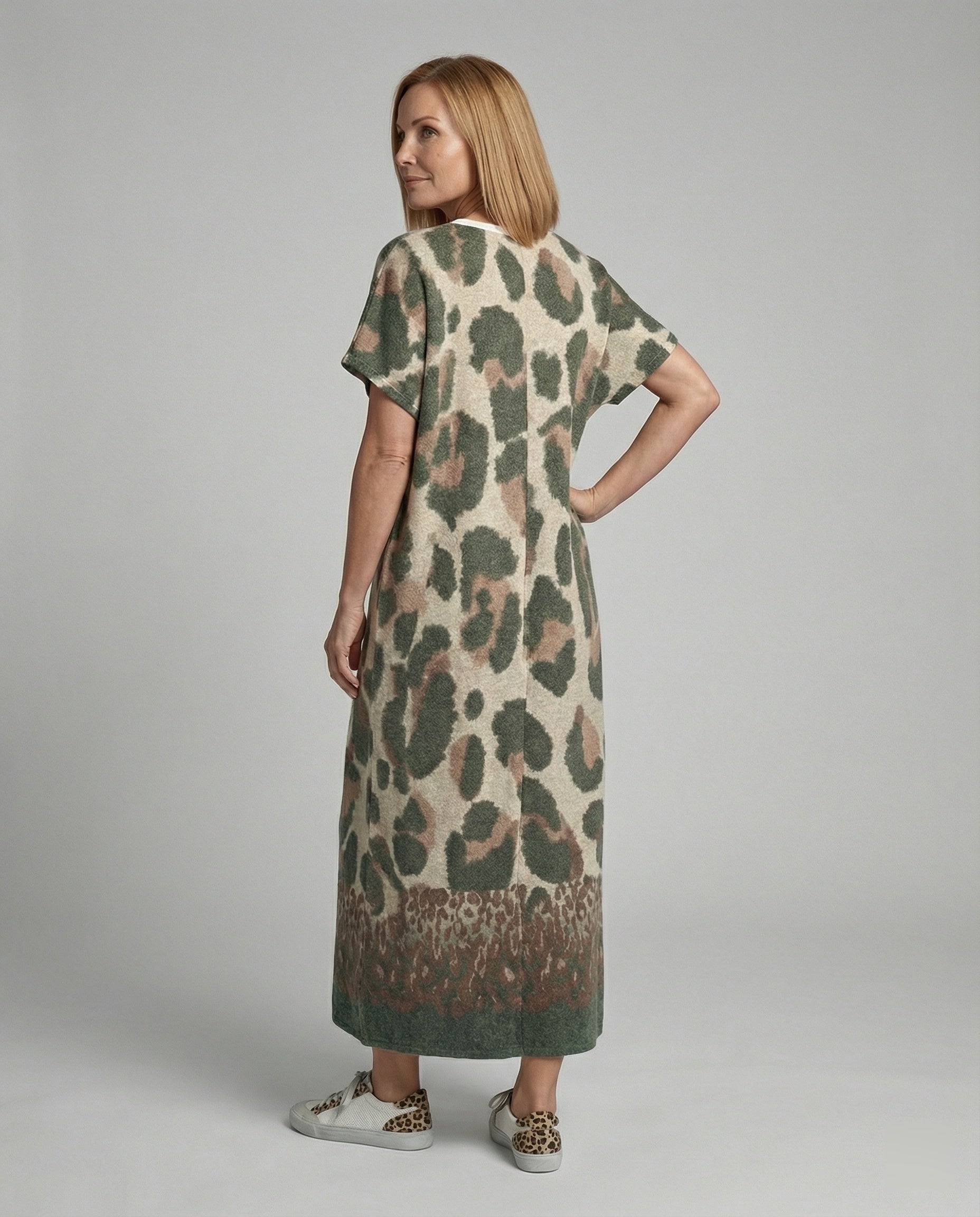 Ladies Maxi Dress Knit Oversize V-Neck
