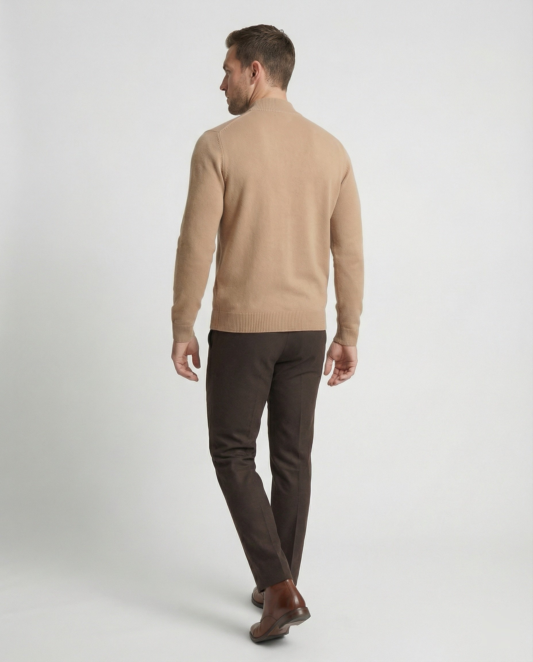 Men's knitted sweater with stand-up collar