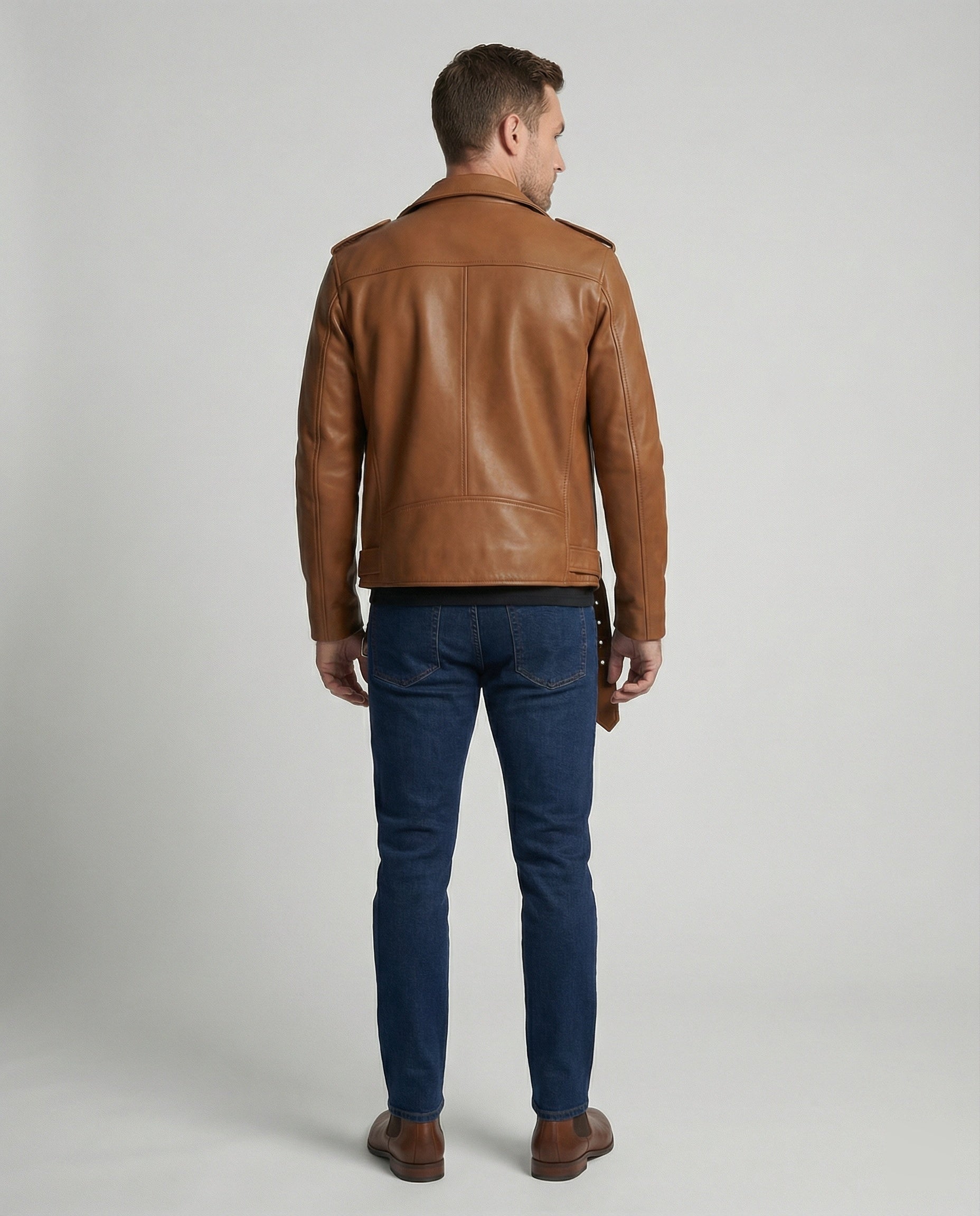 Men's Biker Jacket Faux Leather Tailored
