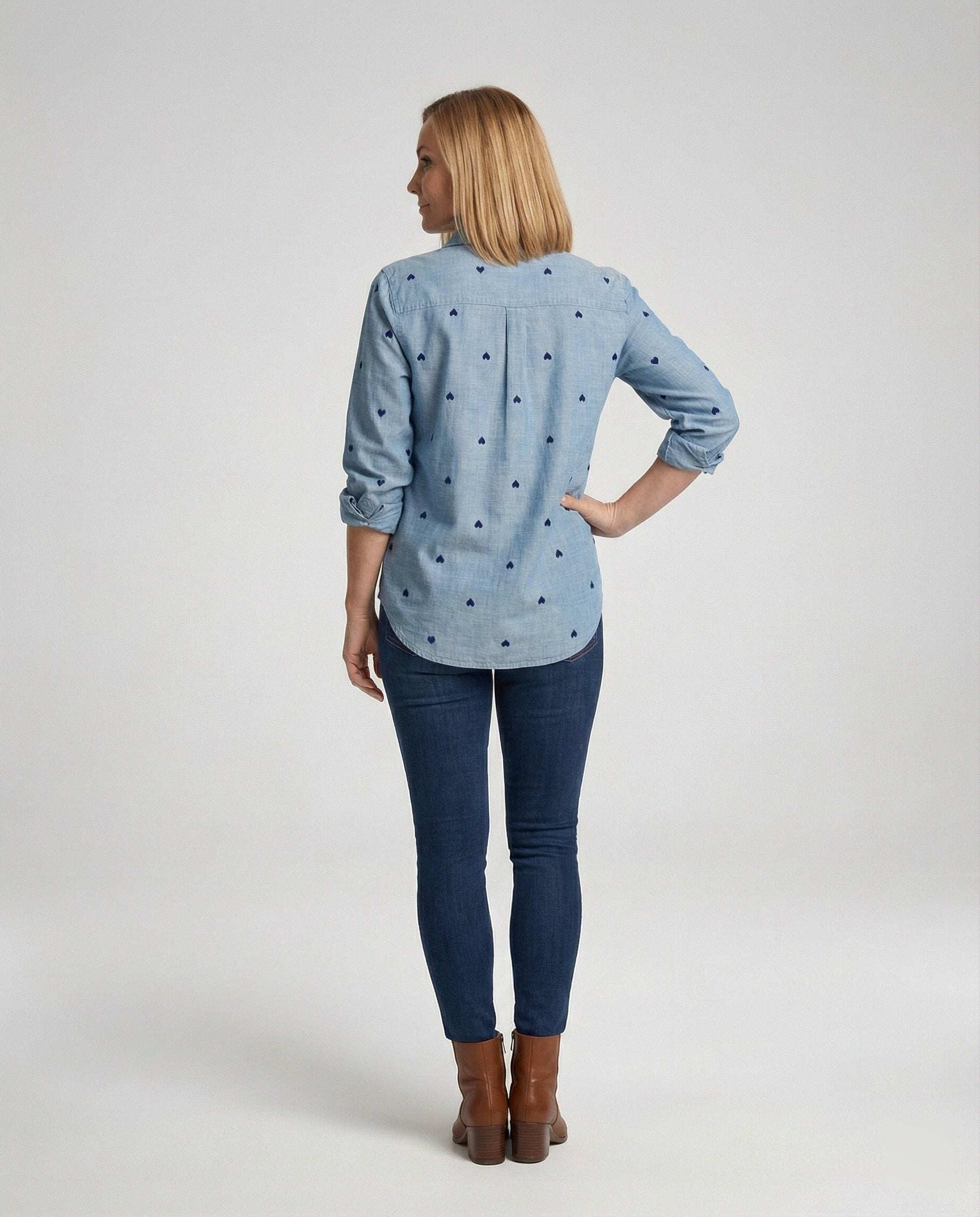Women's Jeans Blouse Heart Print