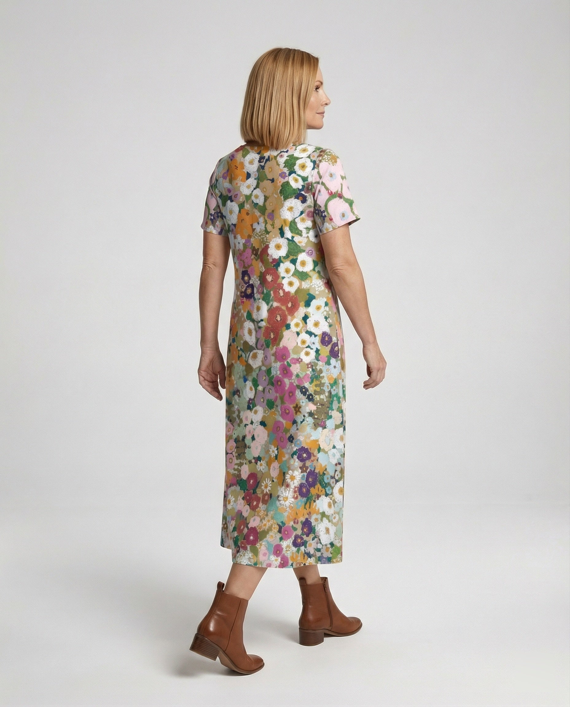 Ladies maxi dress floral asymmetrical