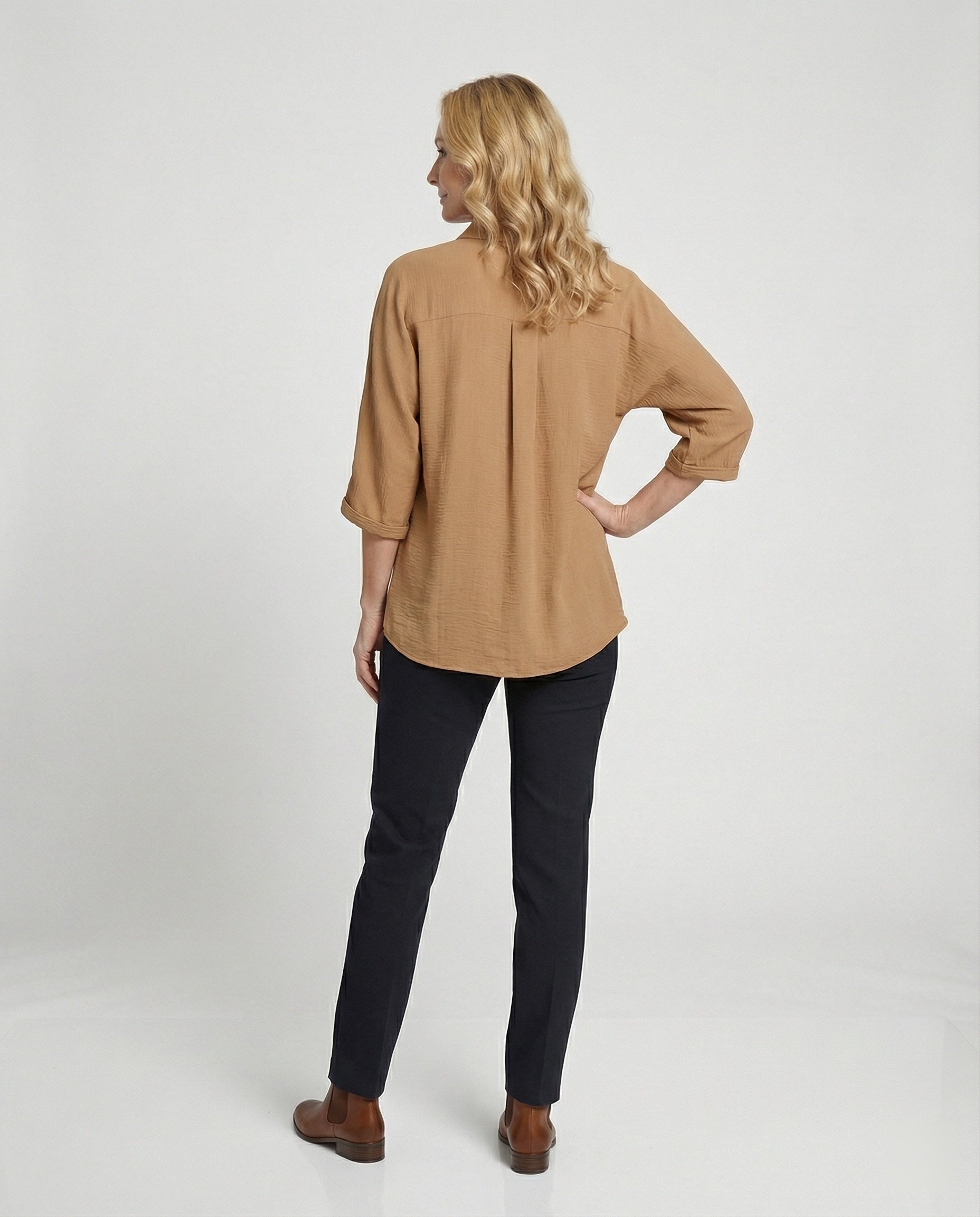 Women's oversized shirt blouse with button placket
