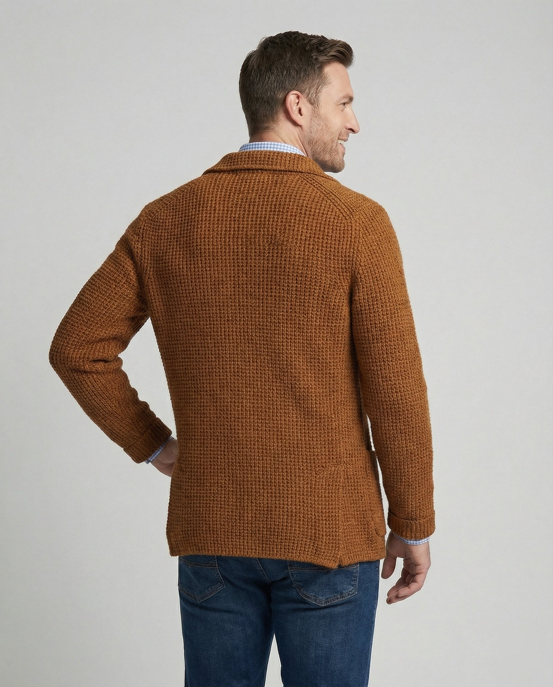 Men's knitted blazer with lapel collar