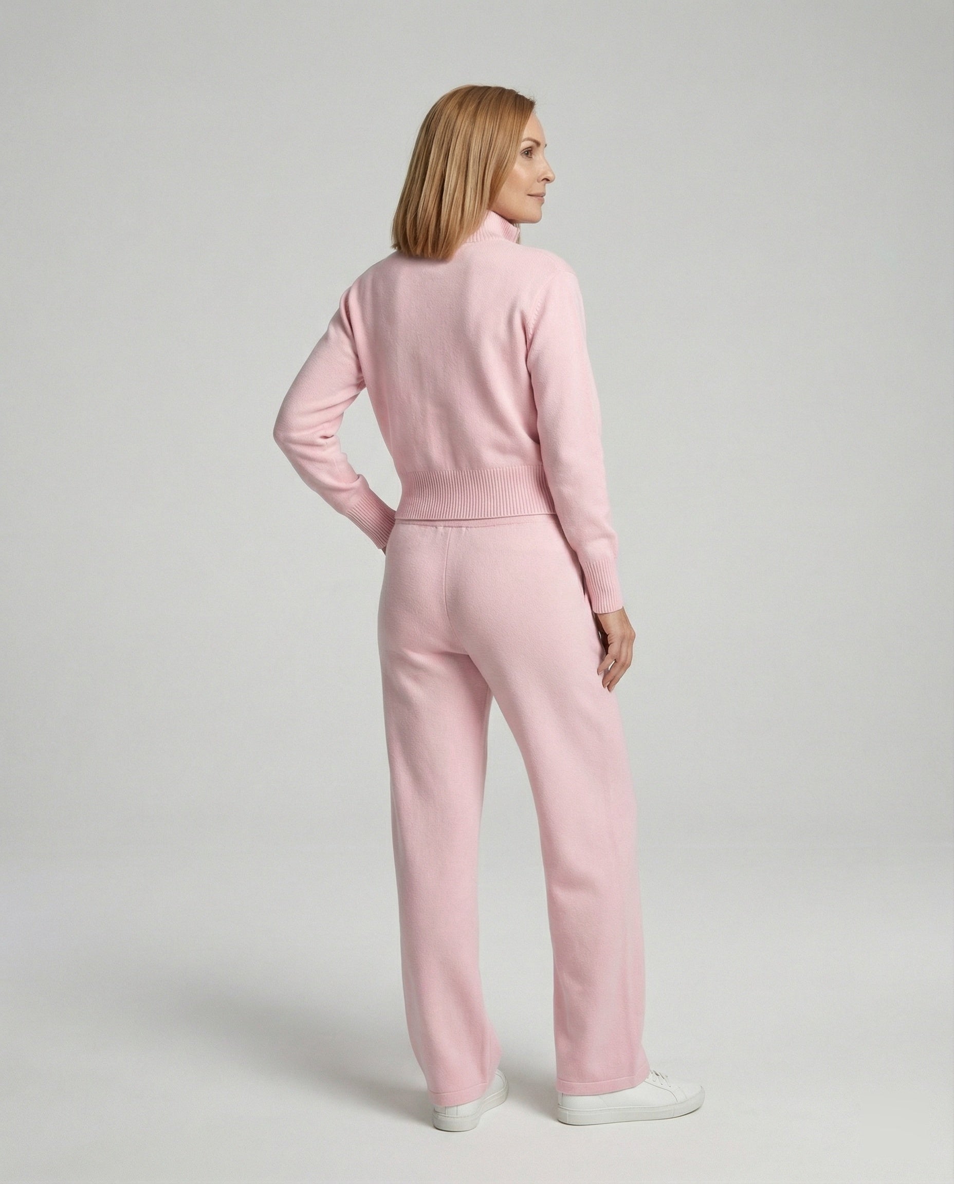 Knit Two-Piece Set Women with Stand-Up Collar