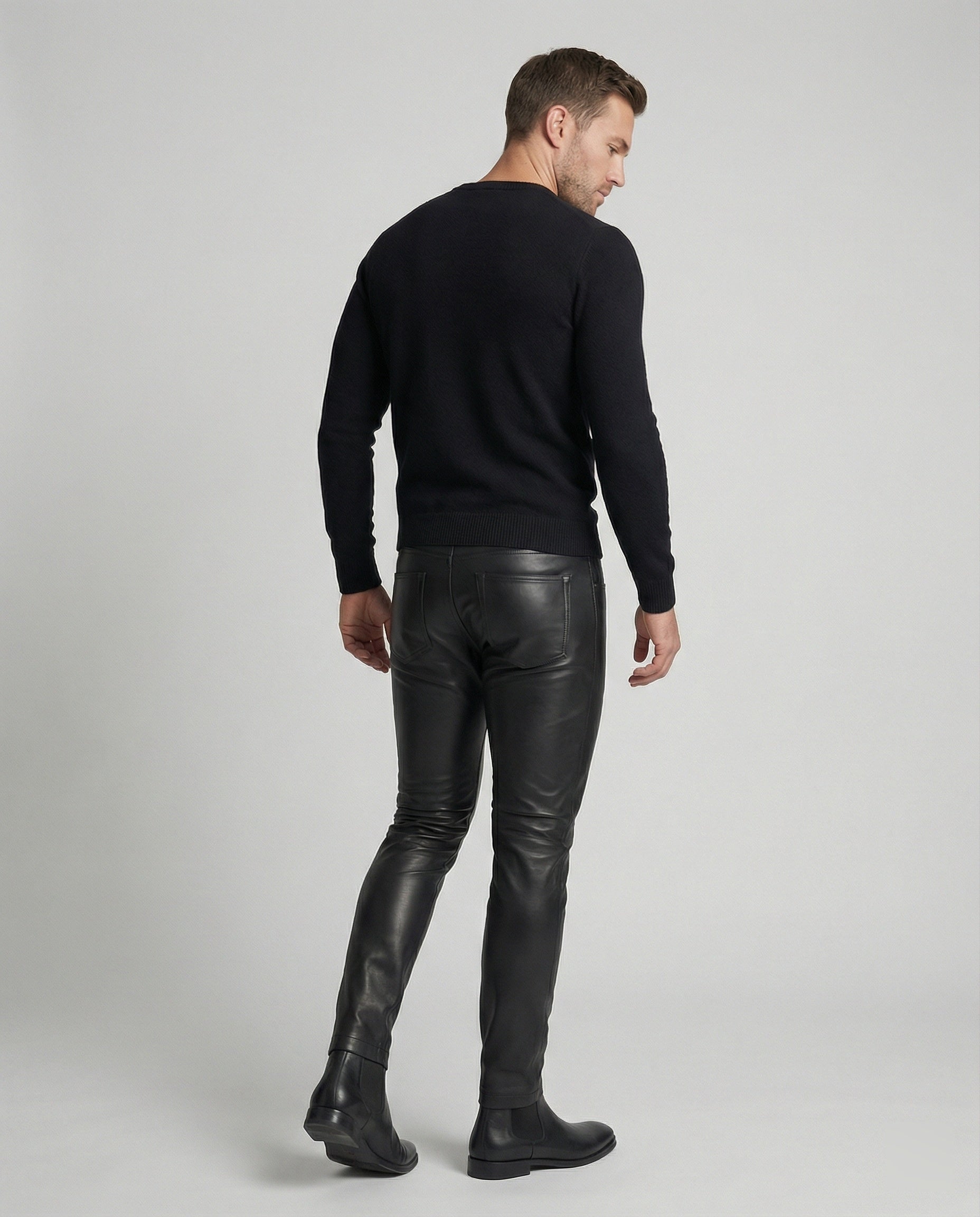 Men's Faux Leather Pants Slim Fit