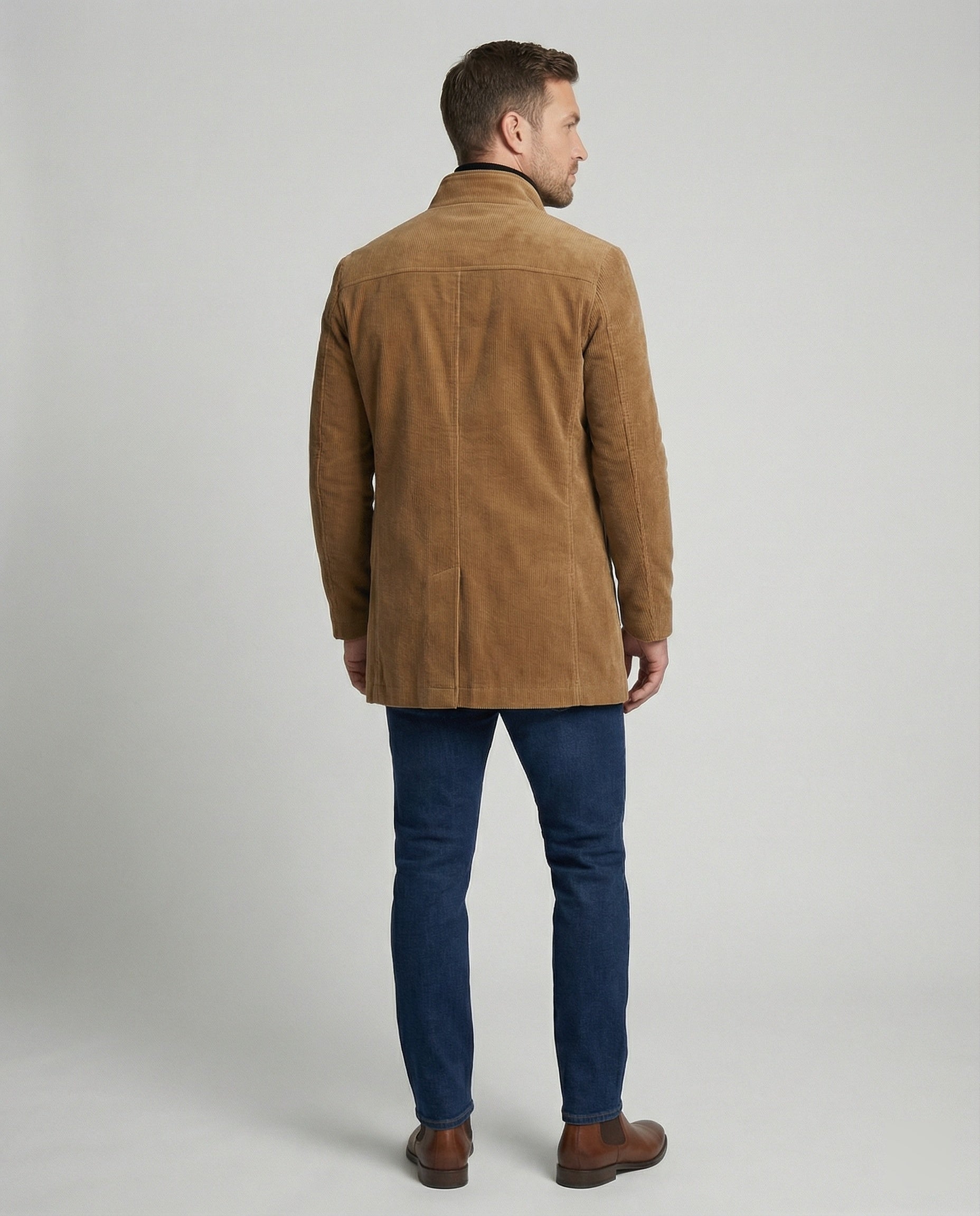 Men's cord jacket with high collar