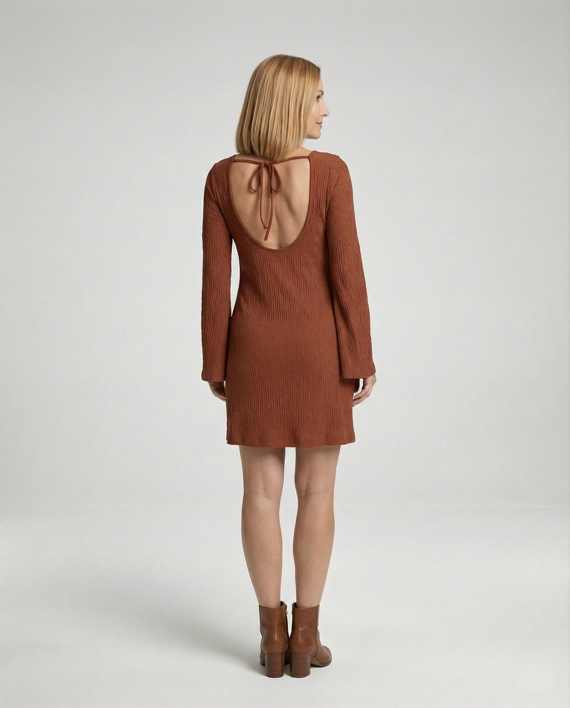 Women's backless mini dress with tie strap
