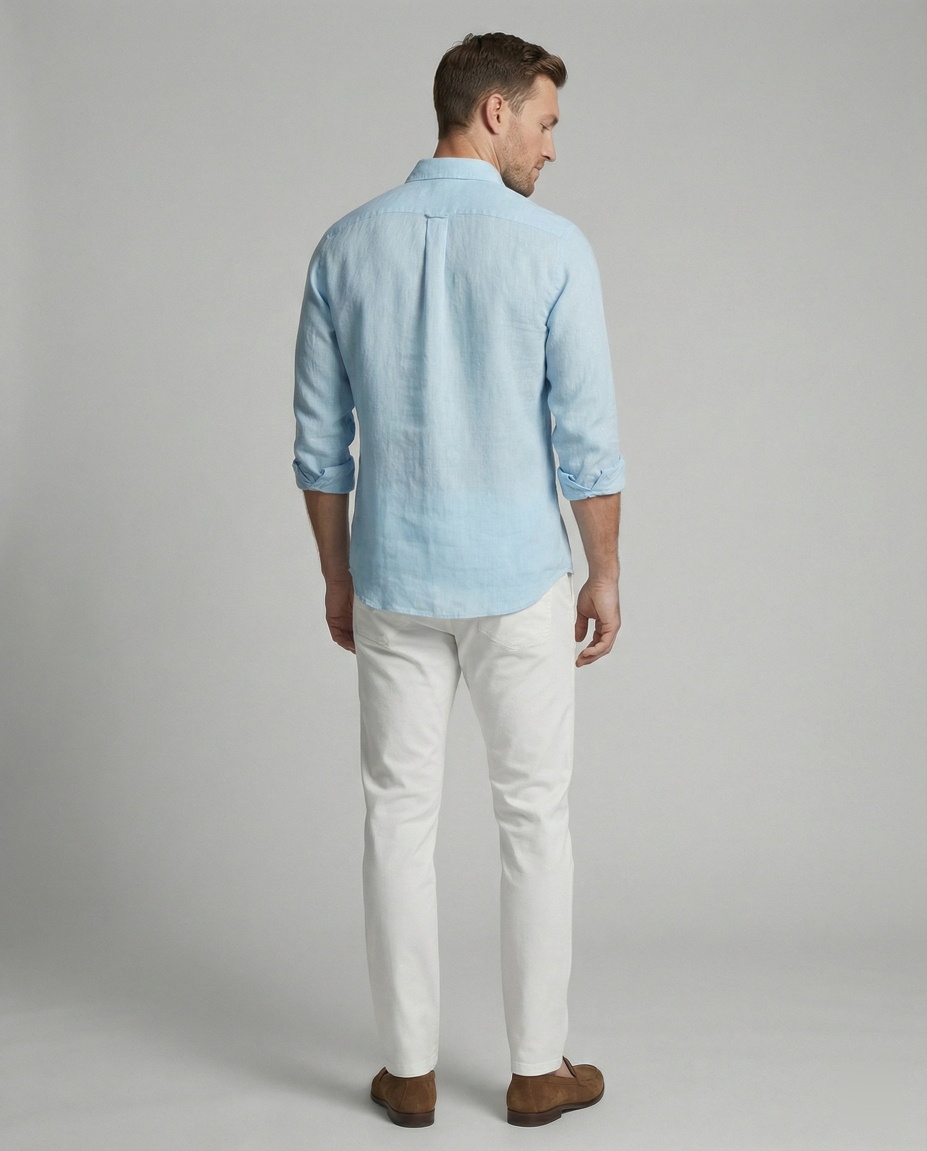 Men's Linen Shirt Stand Collar Long Sleeve