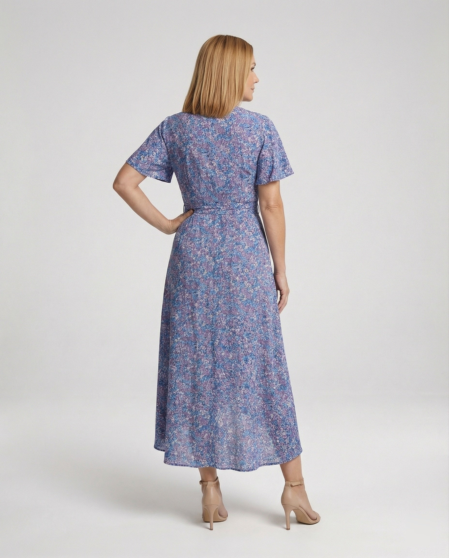 Women’s Flower Dress Midi with Belt