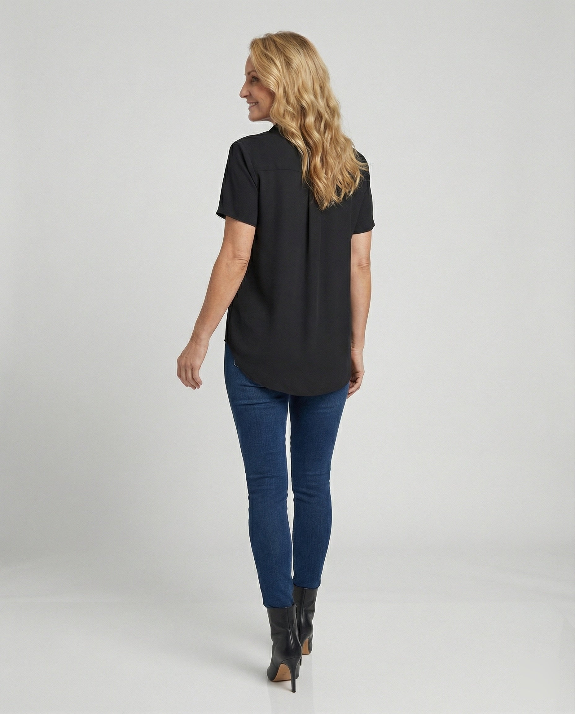 Short Sleeve Blouse Top for Women with Chest Pocket