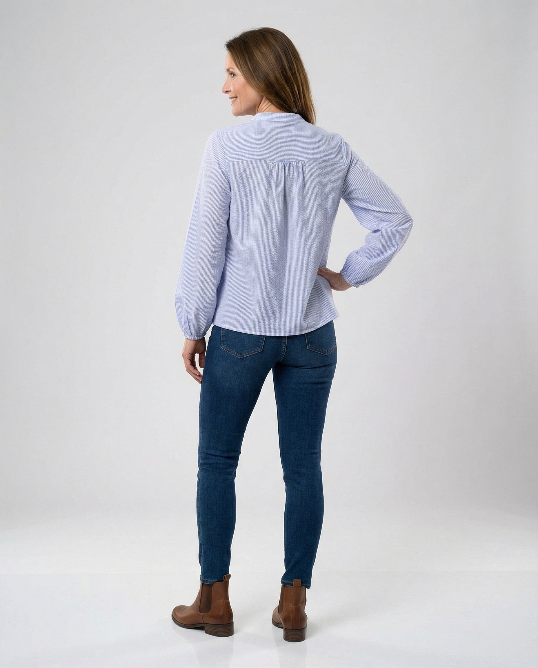 Embroidered blouse women with balloon sleeves