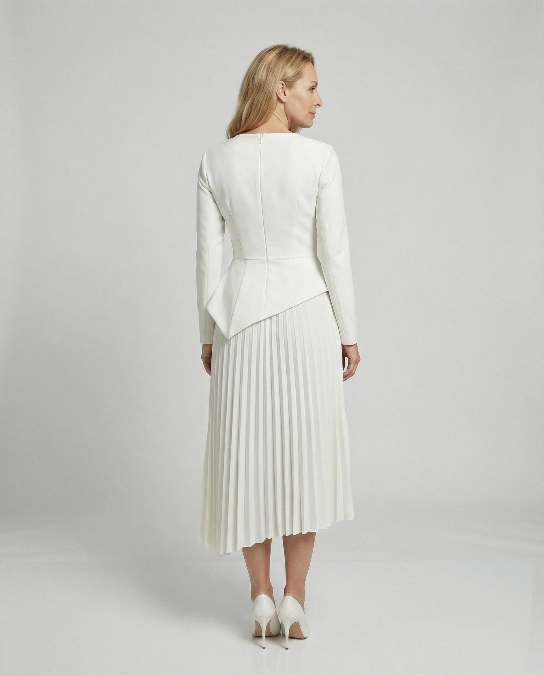 Women’s midi dress asymmetrical with peplum