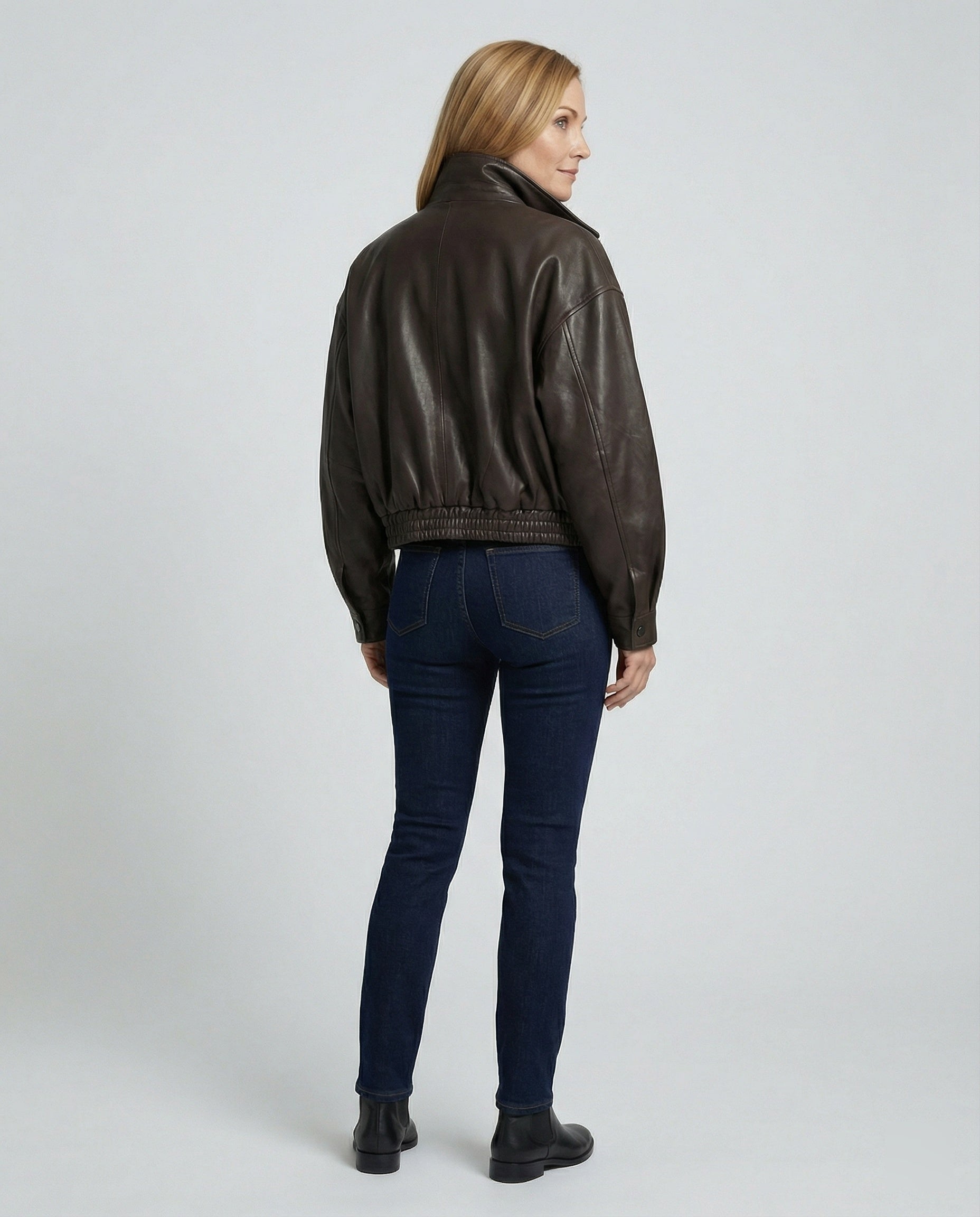 Women's biker jacket made of faux PU leather