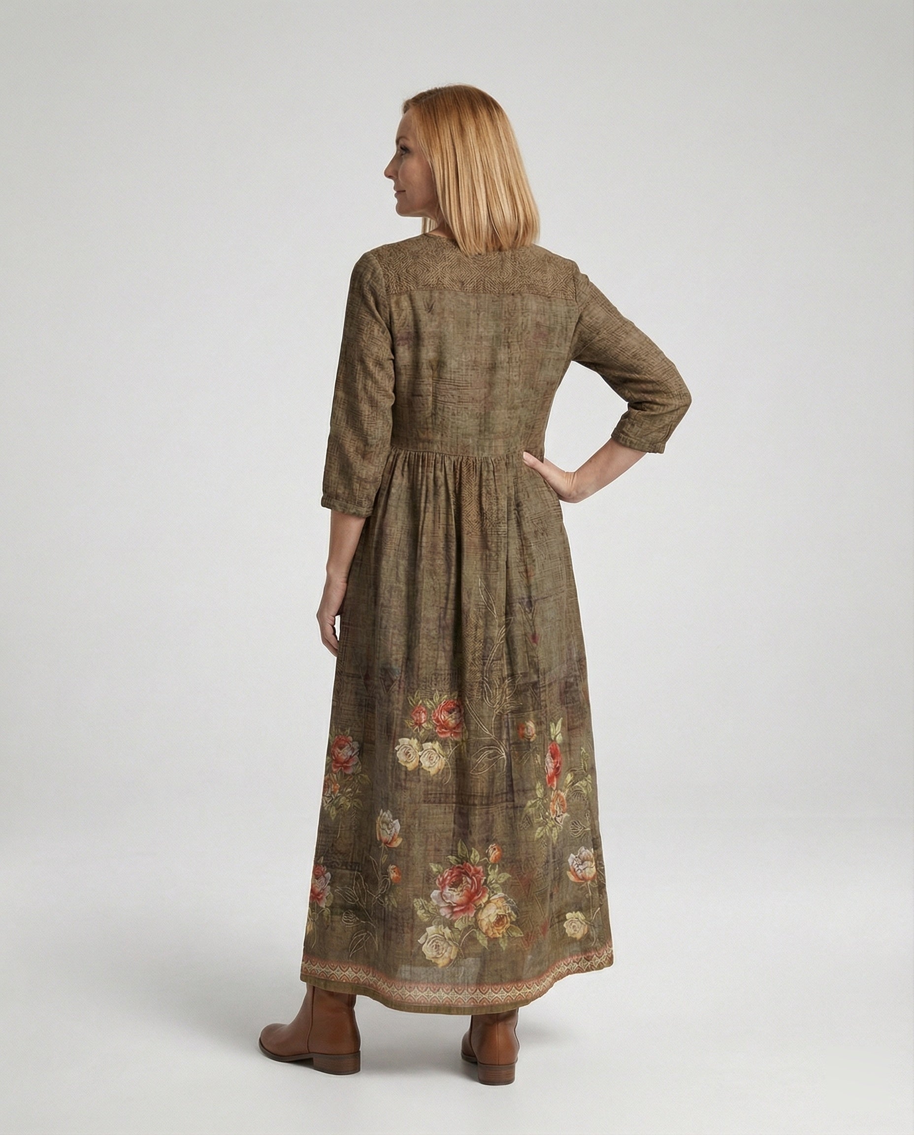 Women's Maxi Dress Summer Linen Look V-Neck