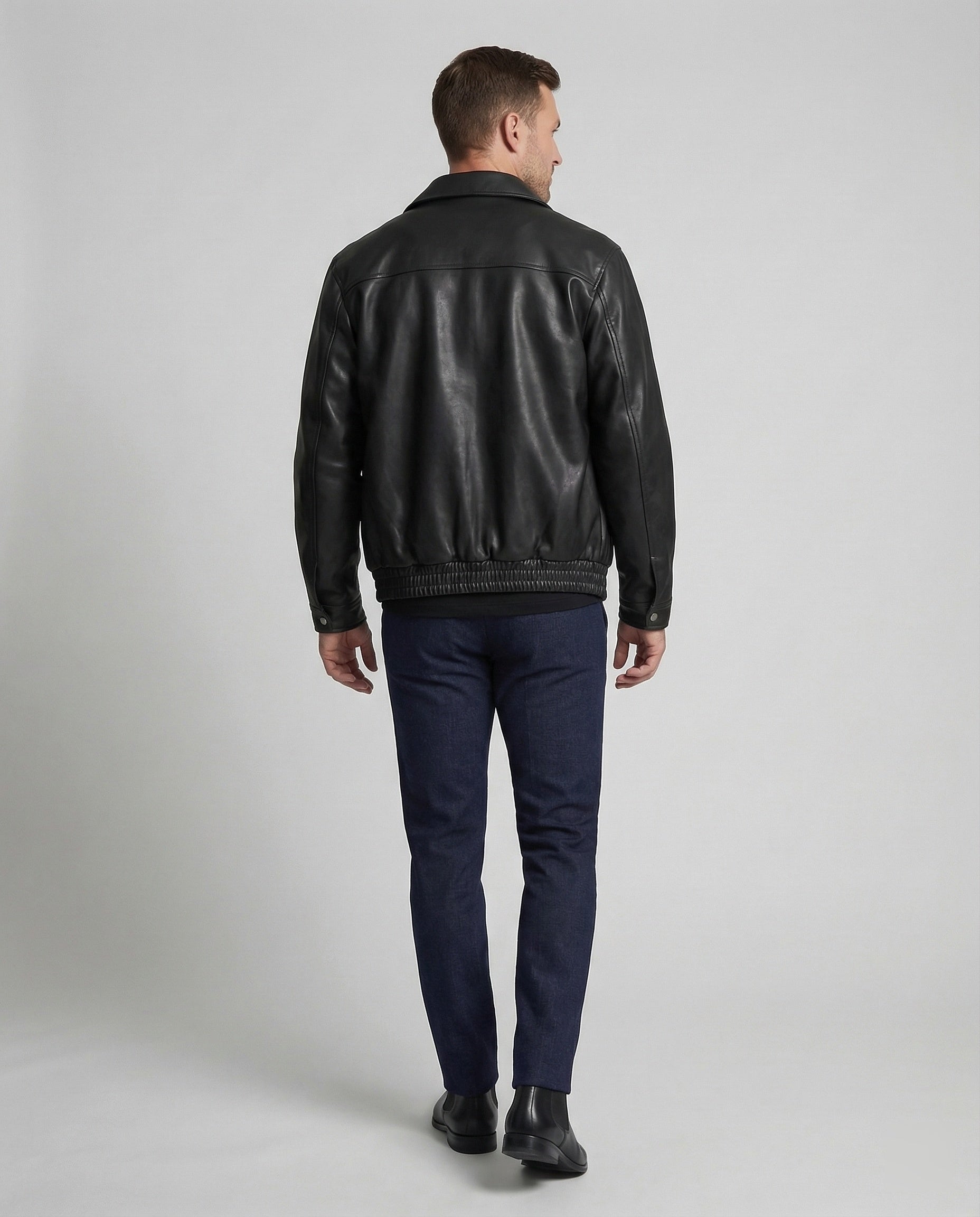 Men's Faux Leather Shirt Jacket