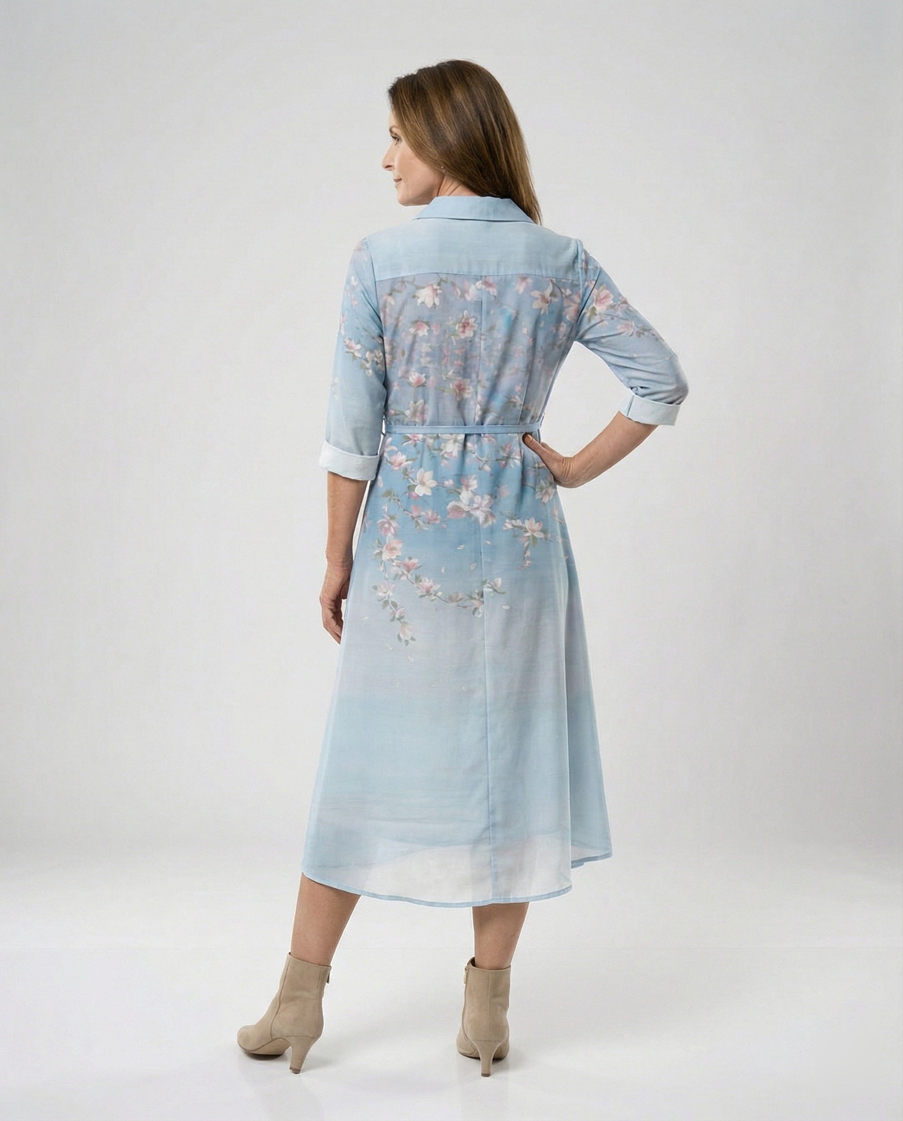 Maxi dress women floral linen blend