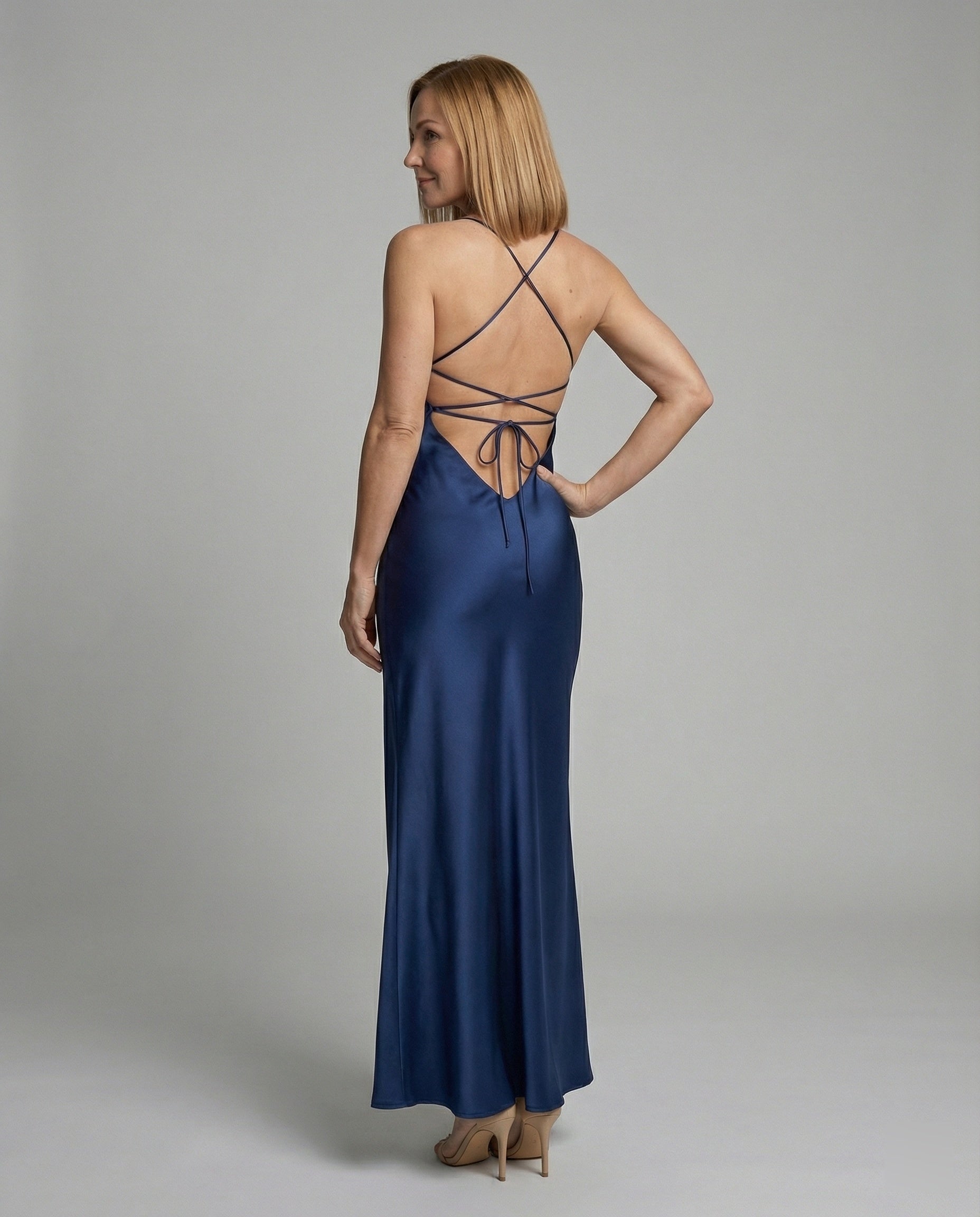 Women Evening Dress Satin with Slit