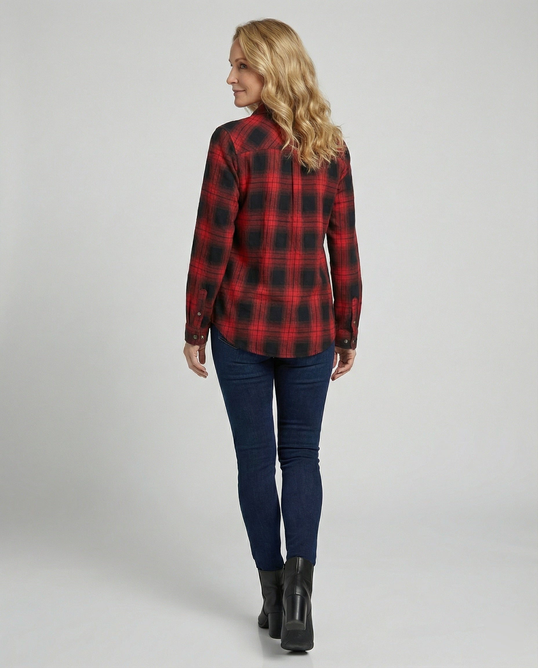 Women Shirt Jacket Check Flannel
