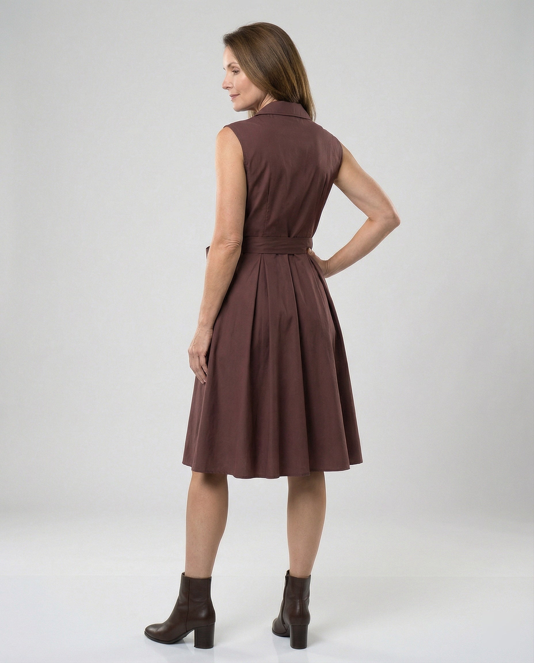 Women's collared wrap dress knee-length