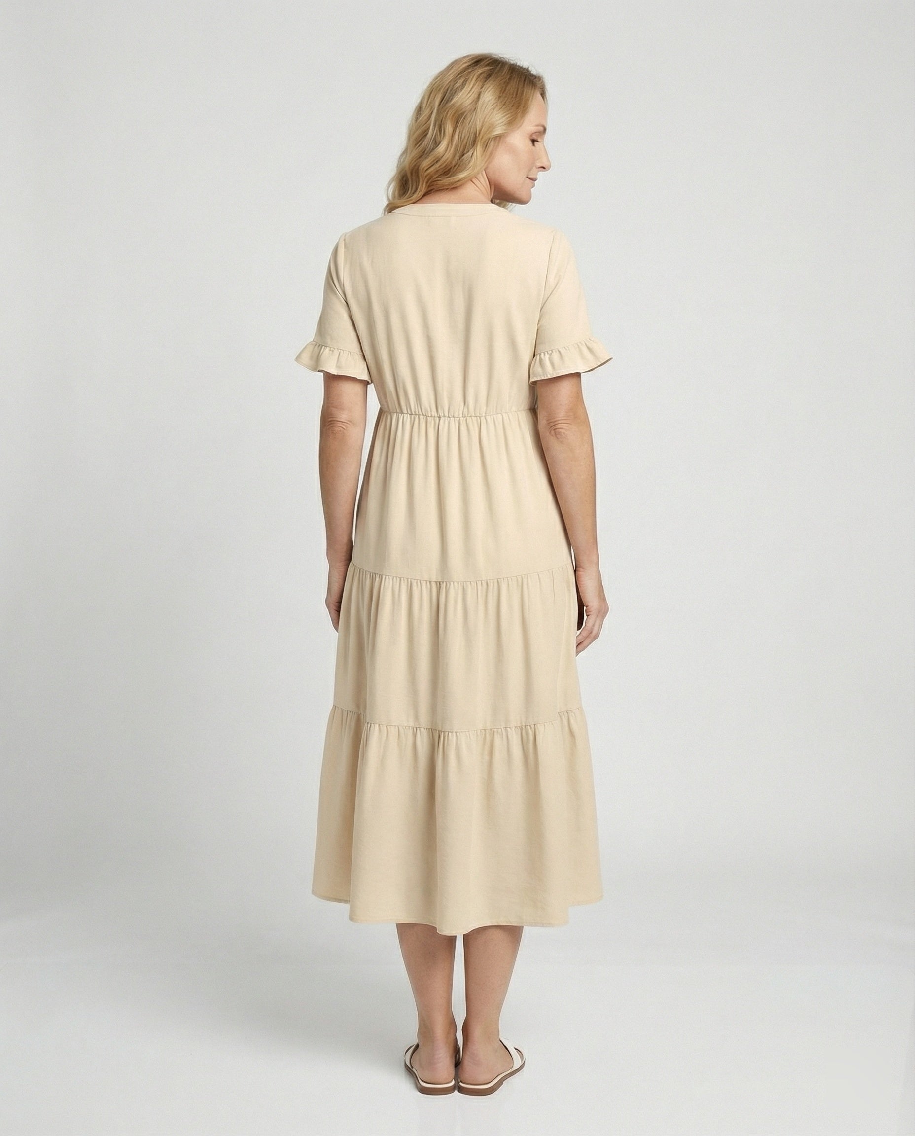 Women's midi dress tiers with ruffles