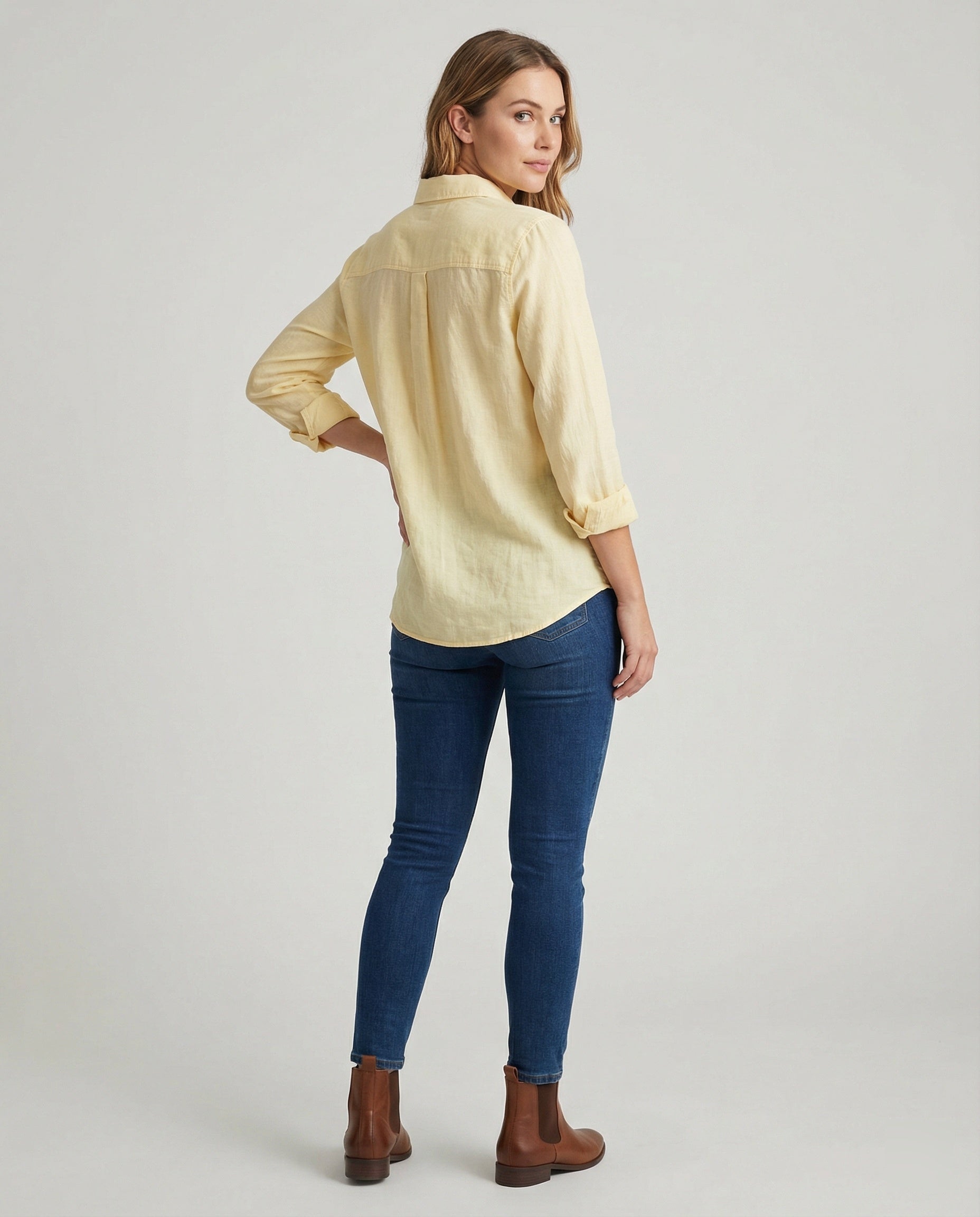 Women's Casual Linen Blouse with Button Placket
