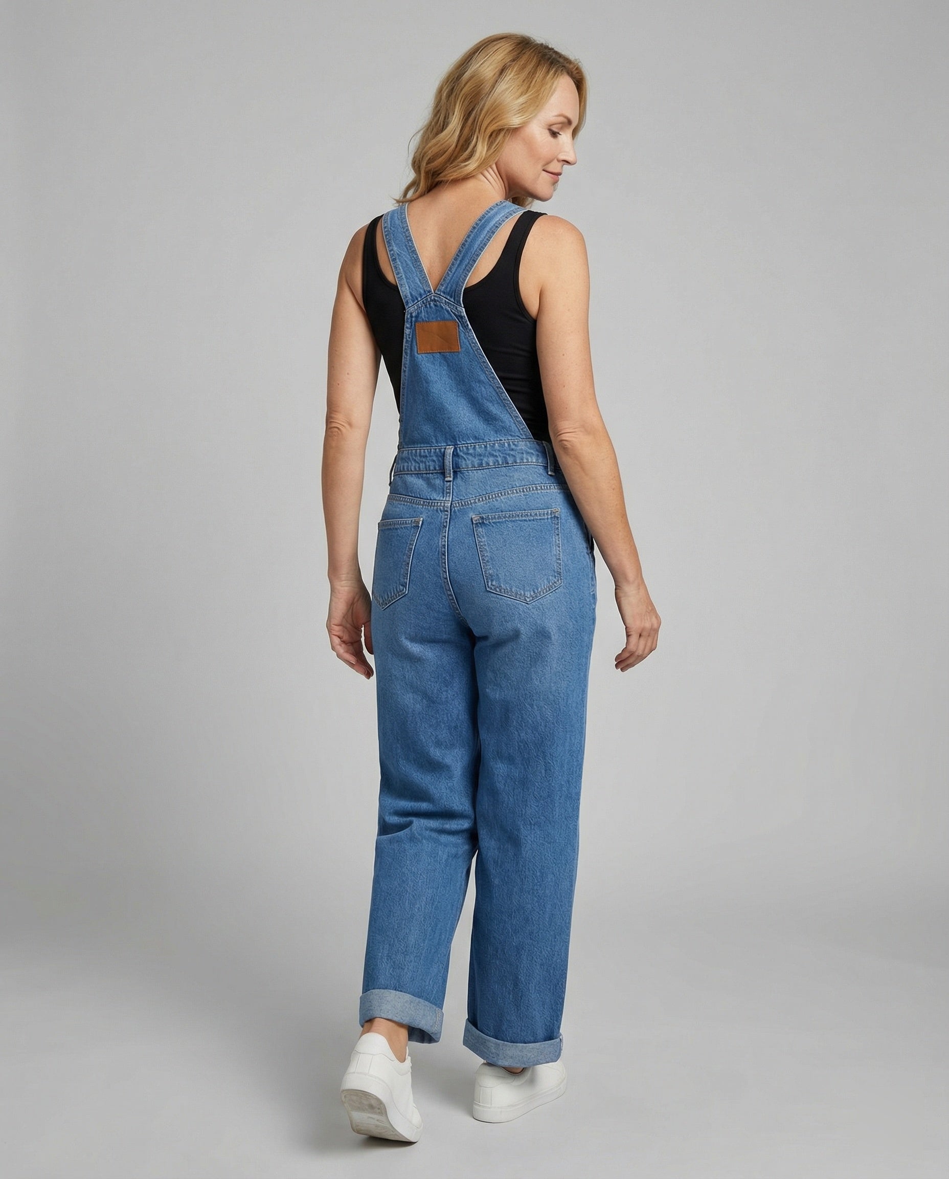 Women's wide denim overalls