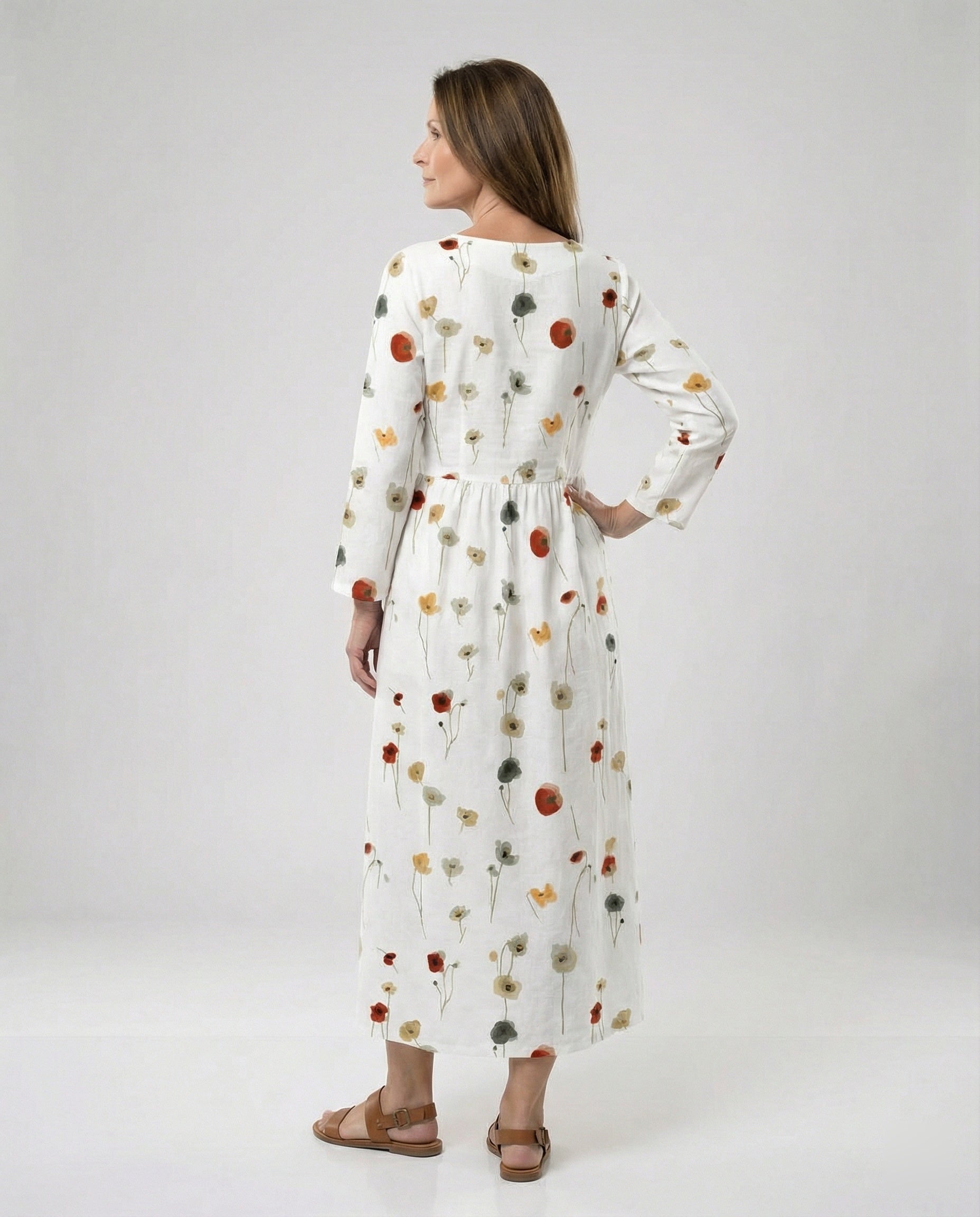 Ladies maxi dress floral with pockets