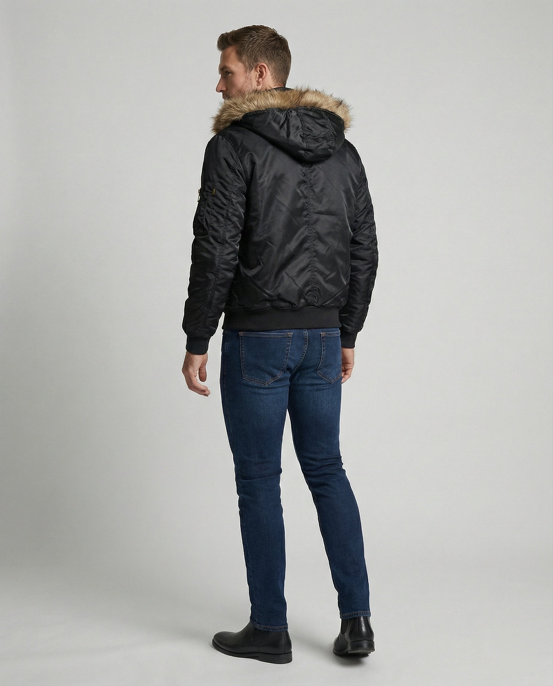 Men's pilot jacket padded with hood