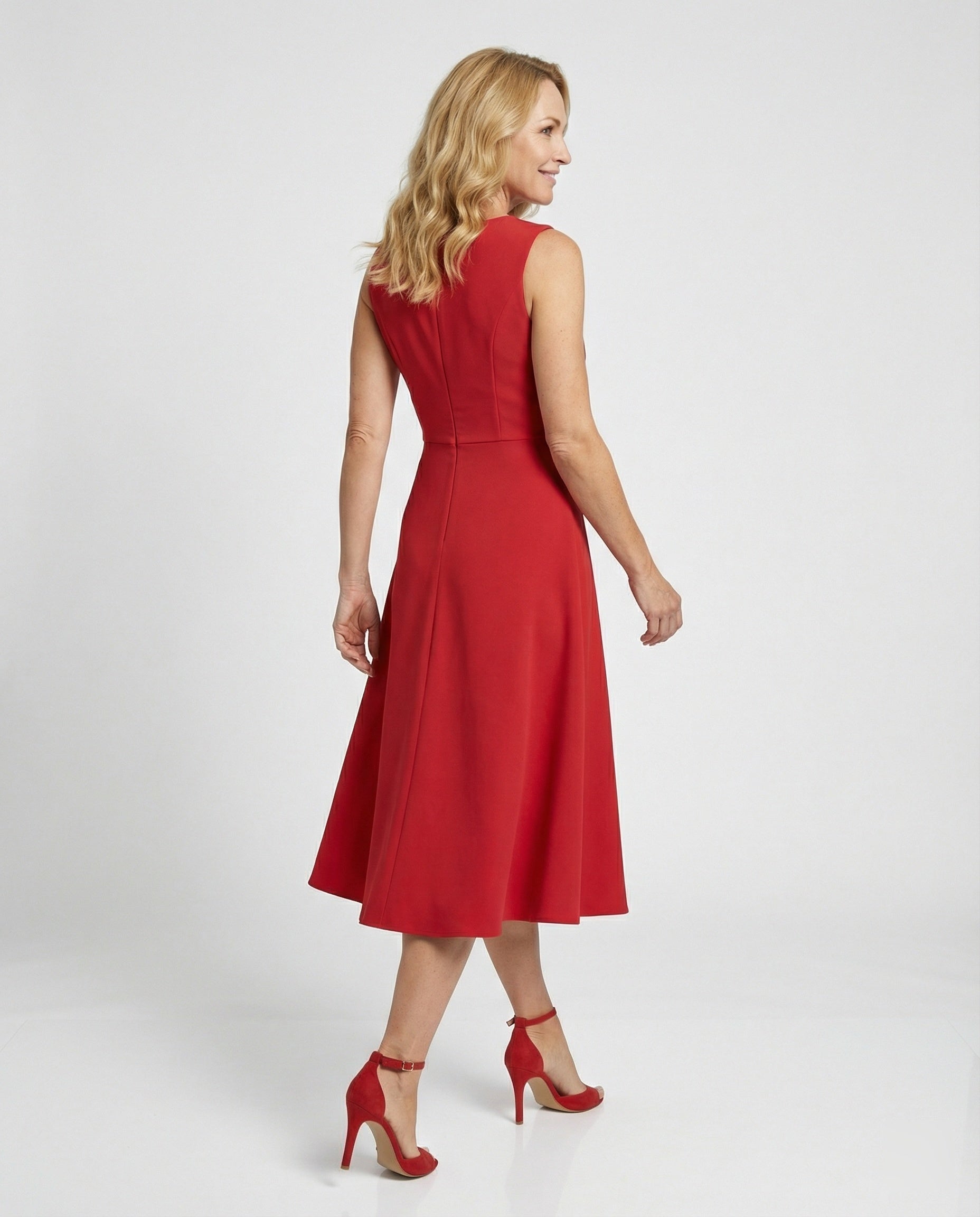Women's Midi Cocktail Dress with Wrap Look