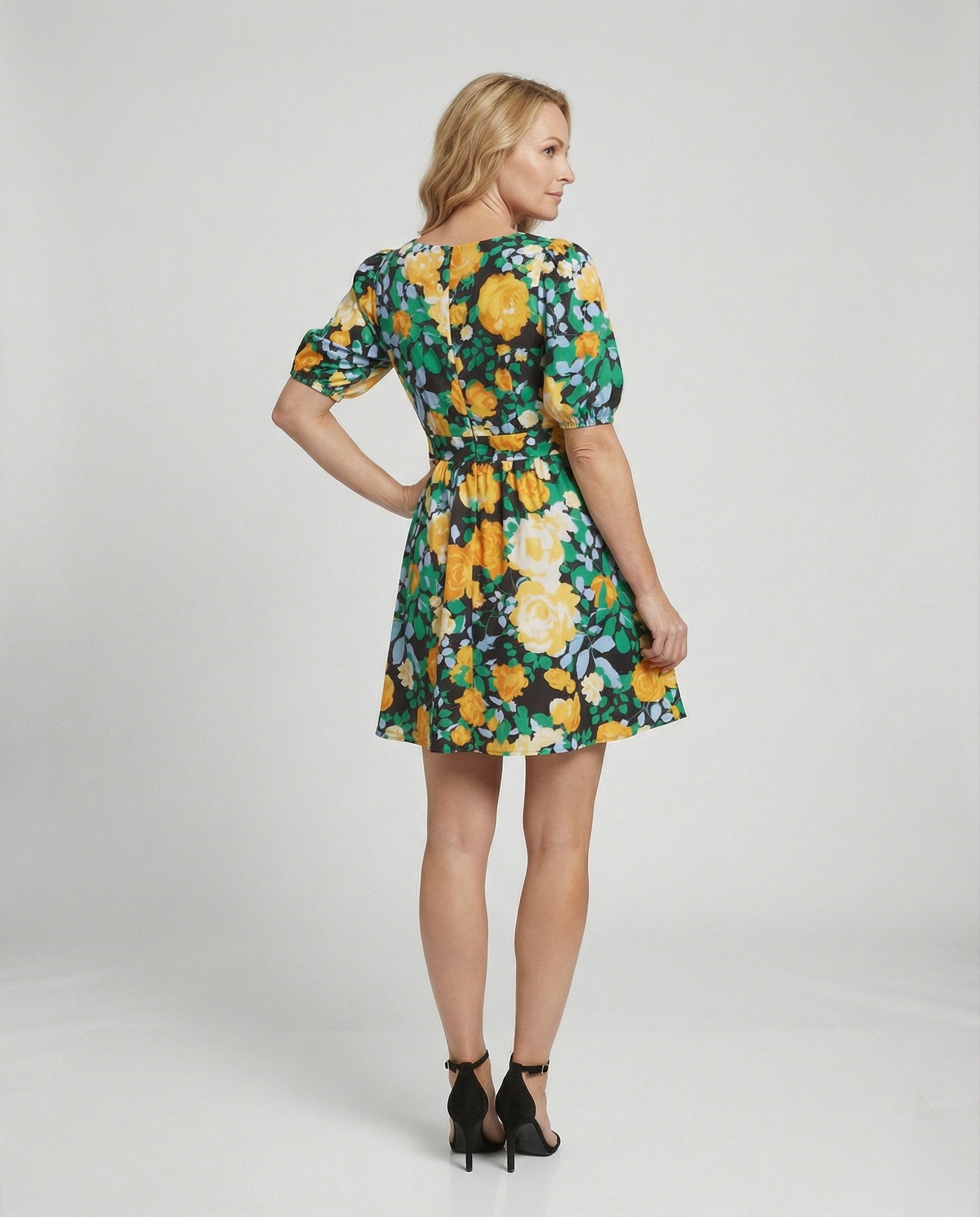 Ladies Mini Dress Floral Wrap Look