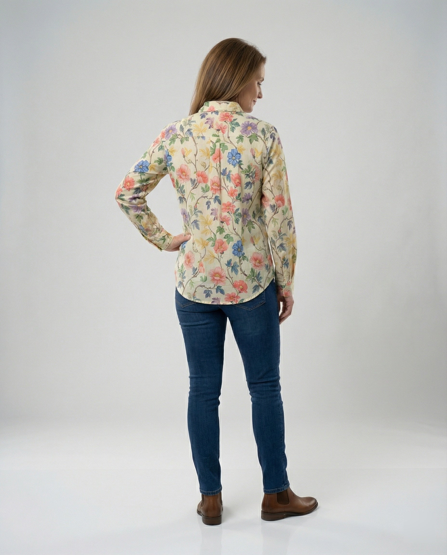 Women's Blouse Linen Floral