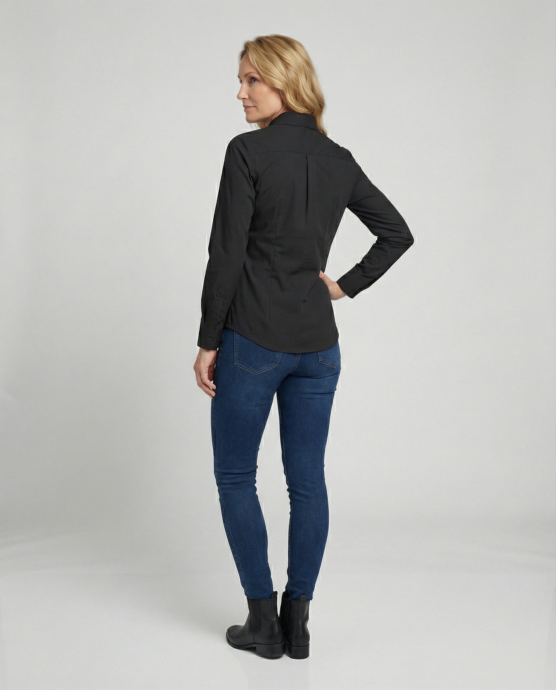 Tailored shirt blouse women with Kent collar