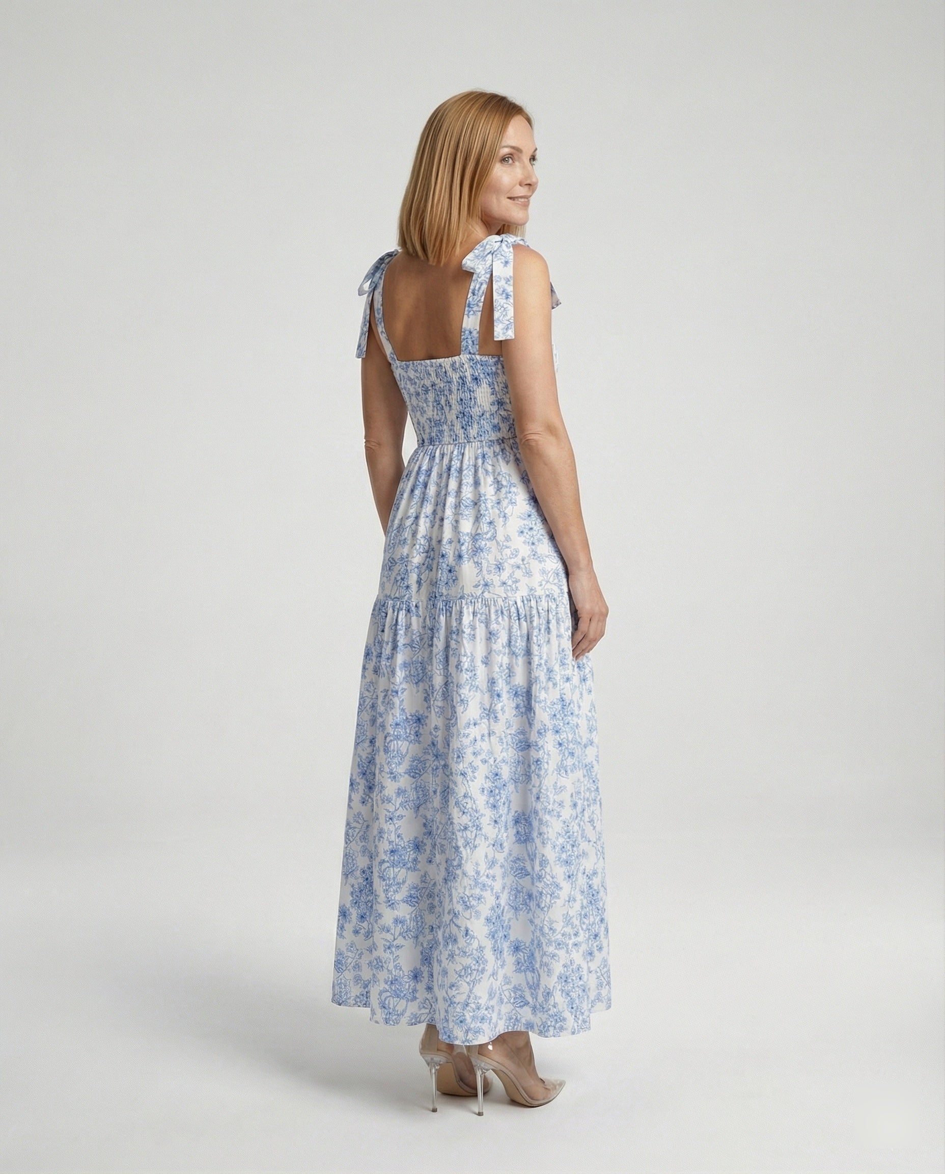 Women's Flower Dress Maxi Dress with Ruffles