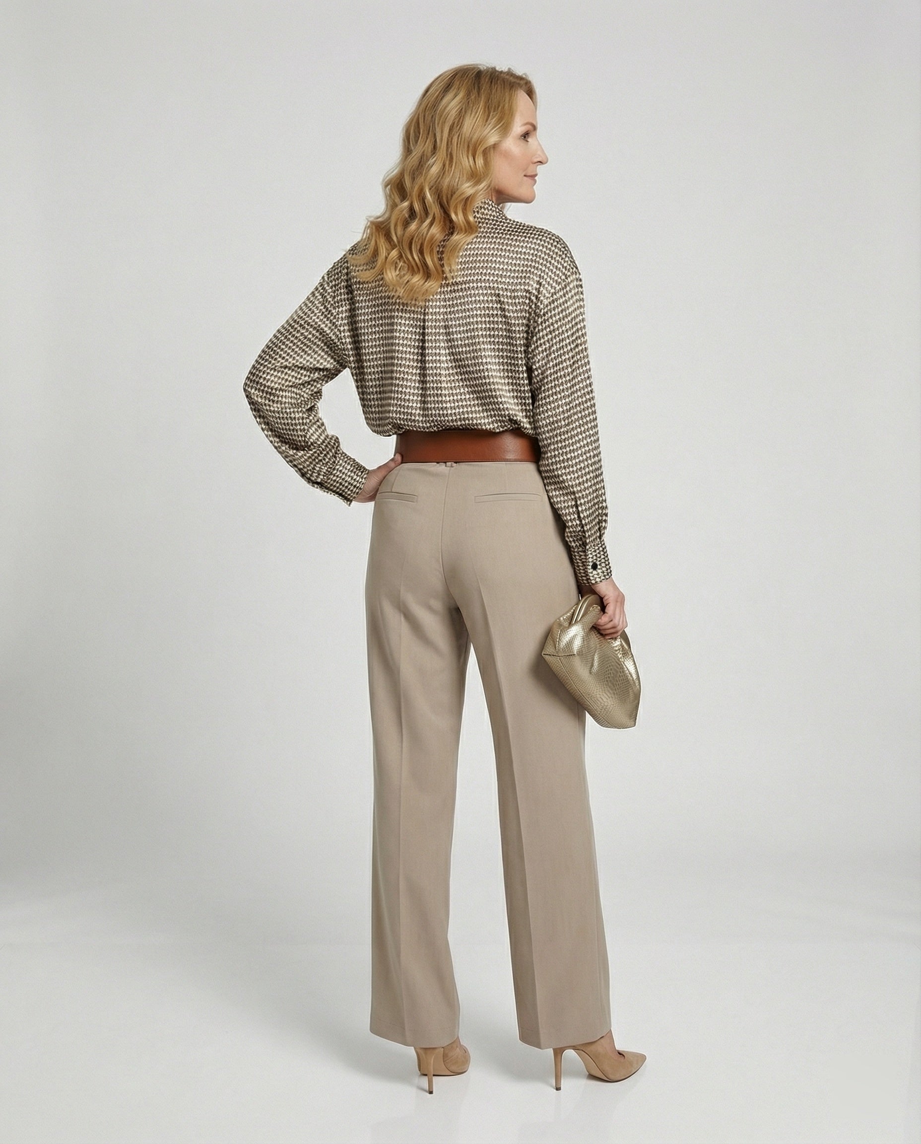 Ladies Shirt Blouse Houndstooth
