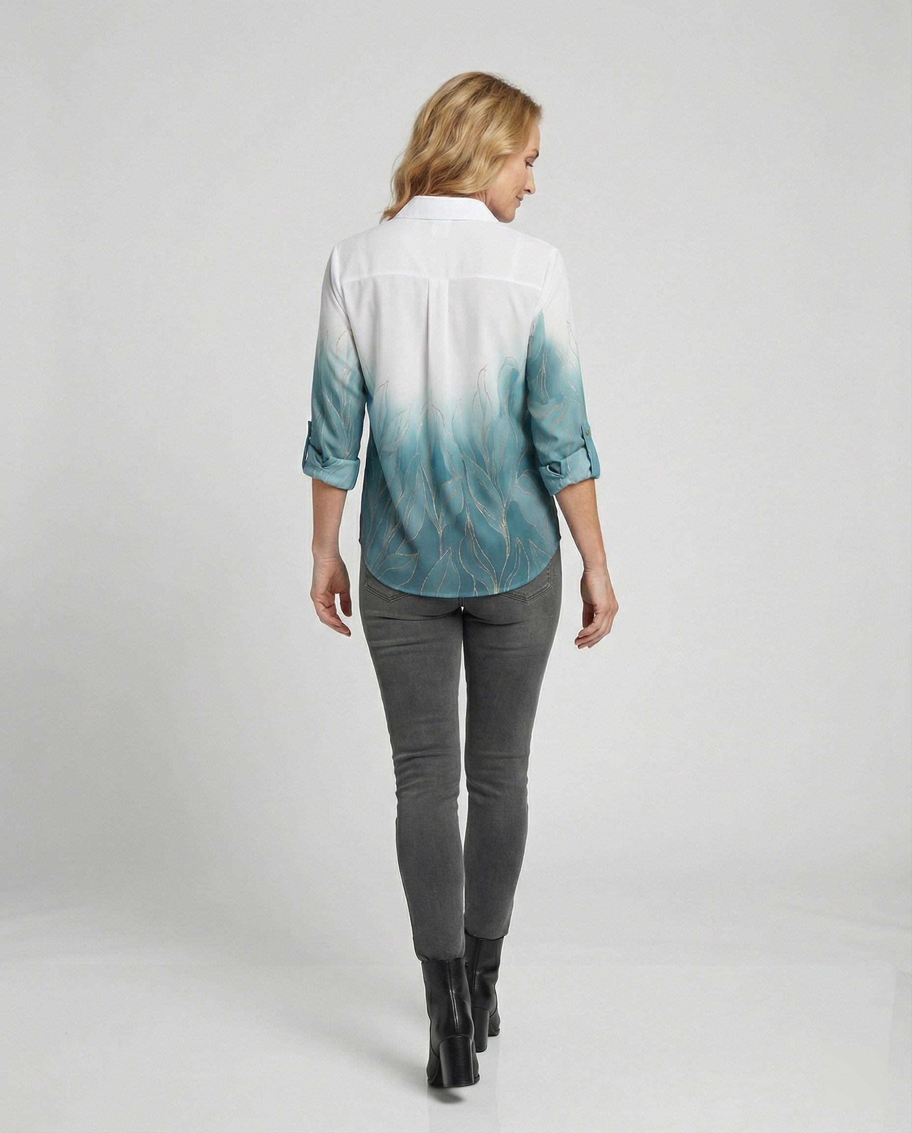 Linen look blouse women floral