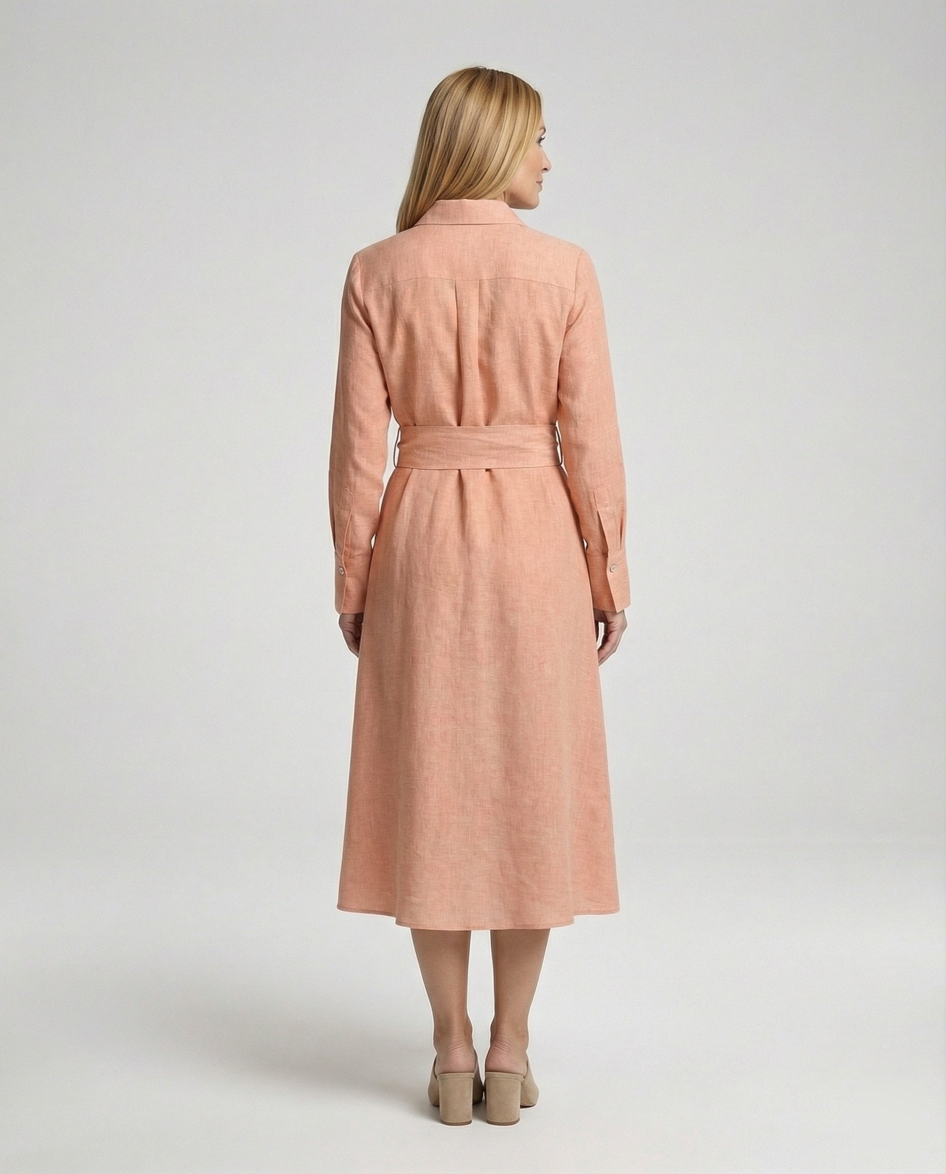 Linen casual dress women's shirt dress