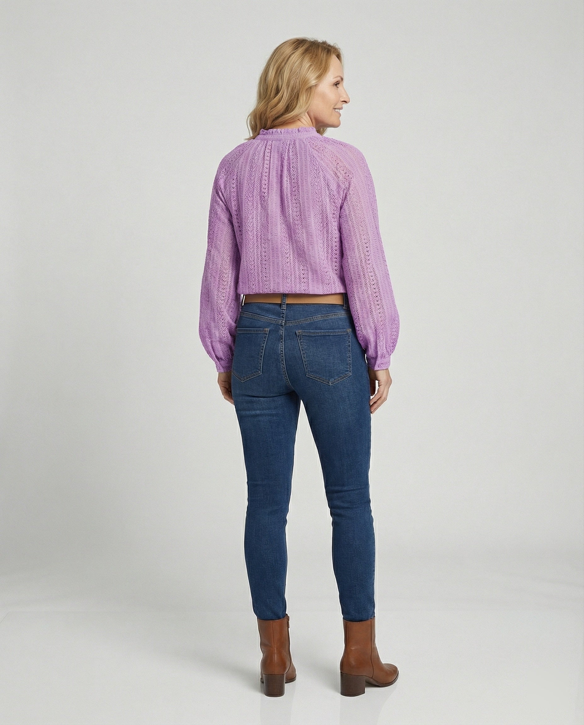 Crochet Lace Blouse With V-Neck Women's