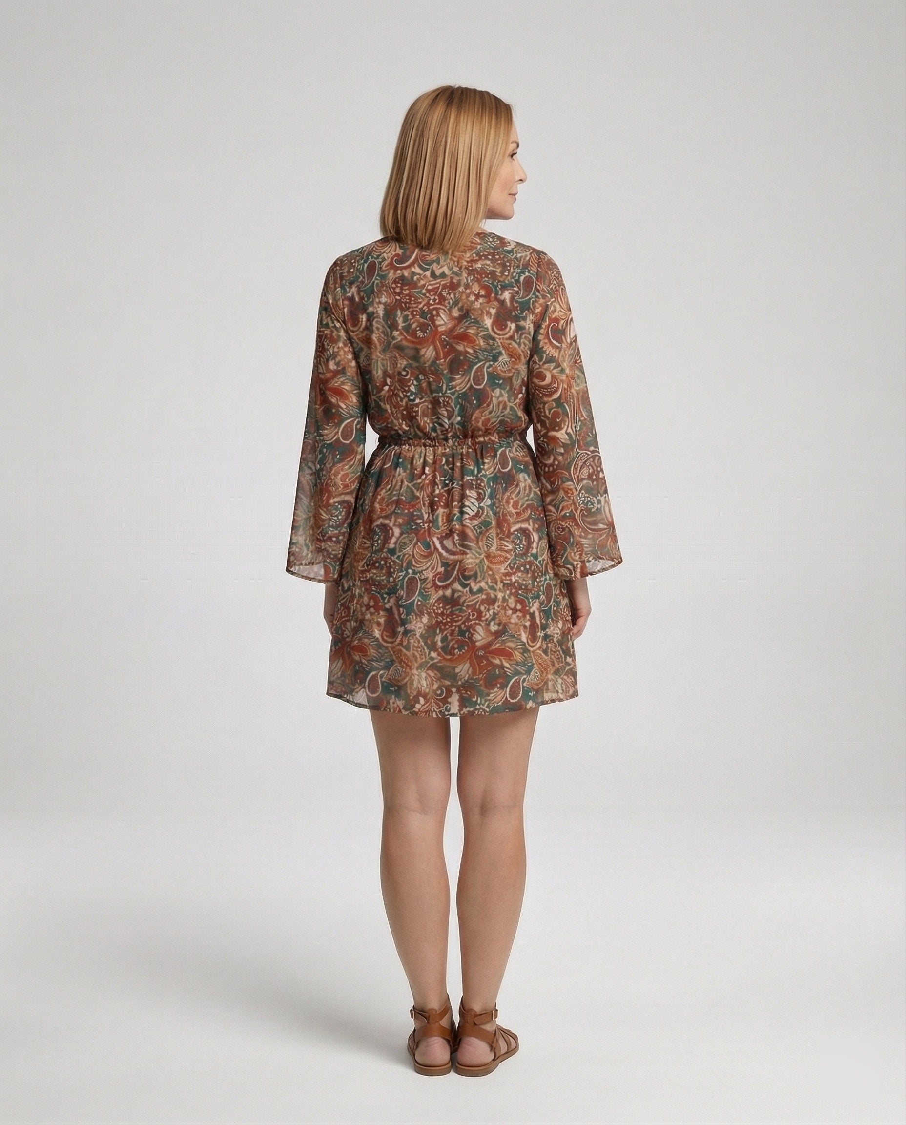 Flower dress women paisley mini dress