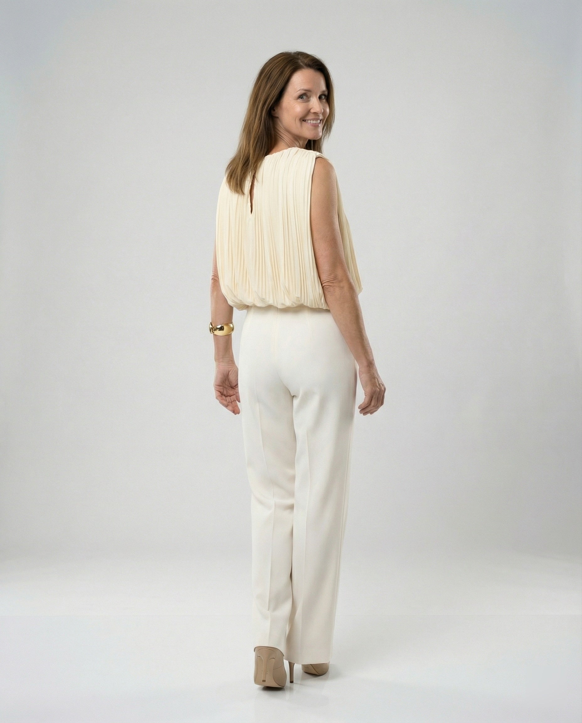 Top Women Pleated Balloon Sleeves