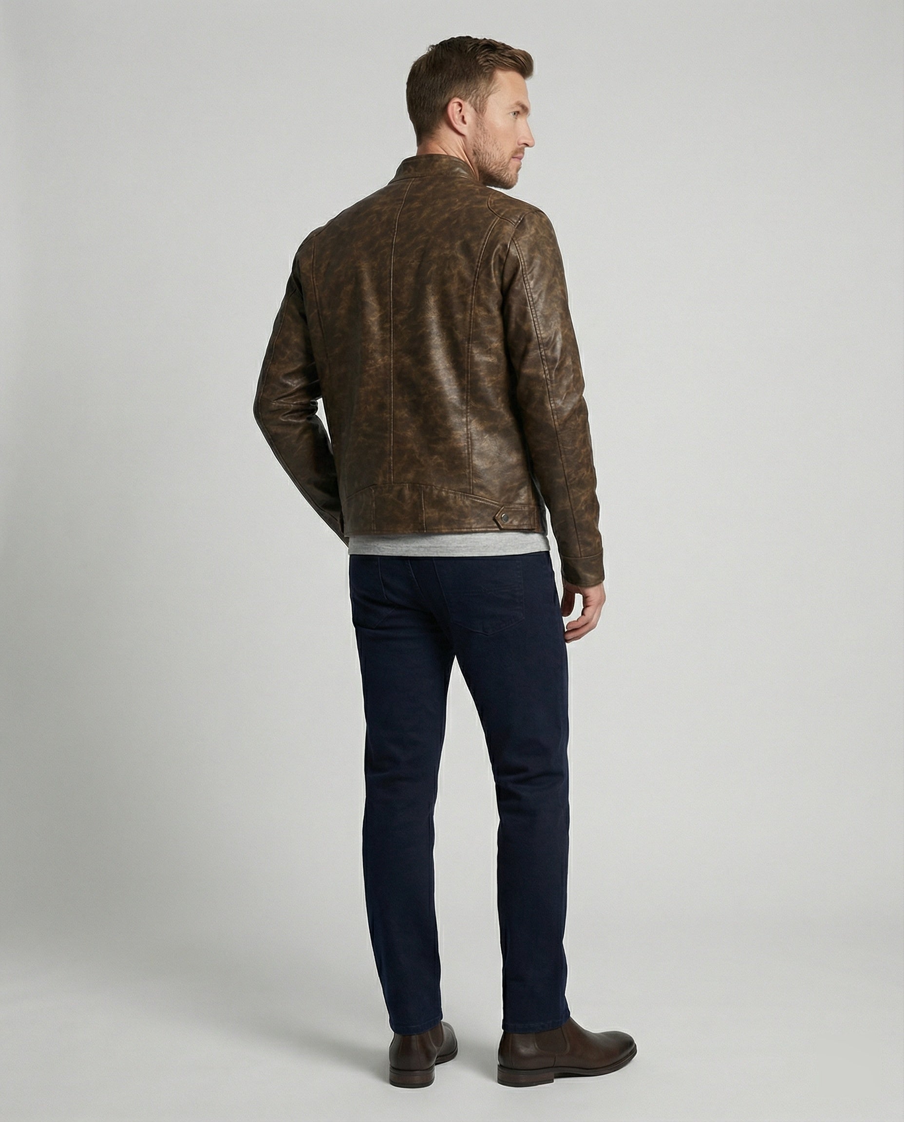 Men's Vintage Leather Jacket Asymmetrical