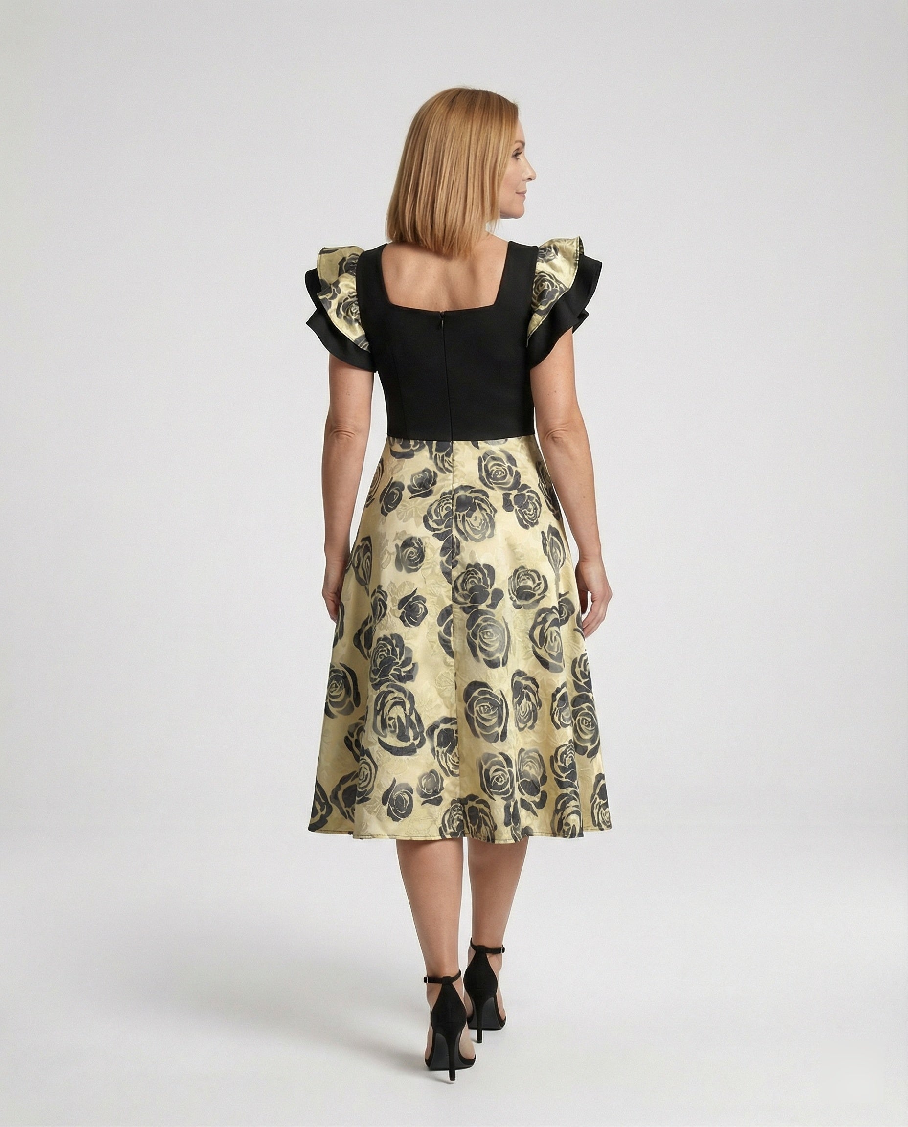 Women Midi Dress Heart-shaped Elegant