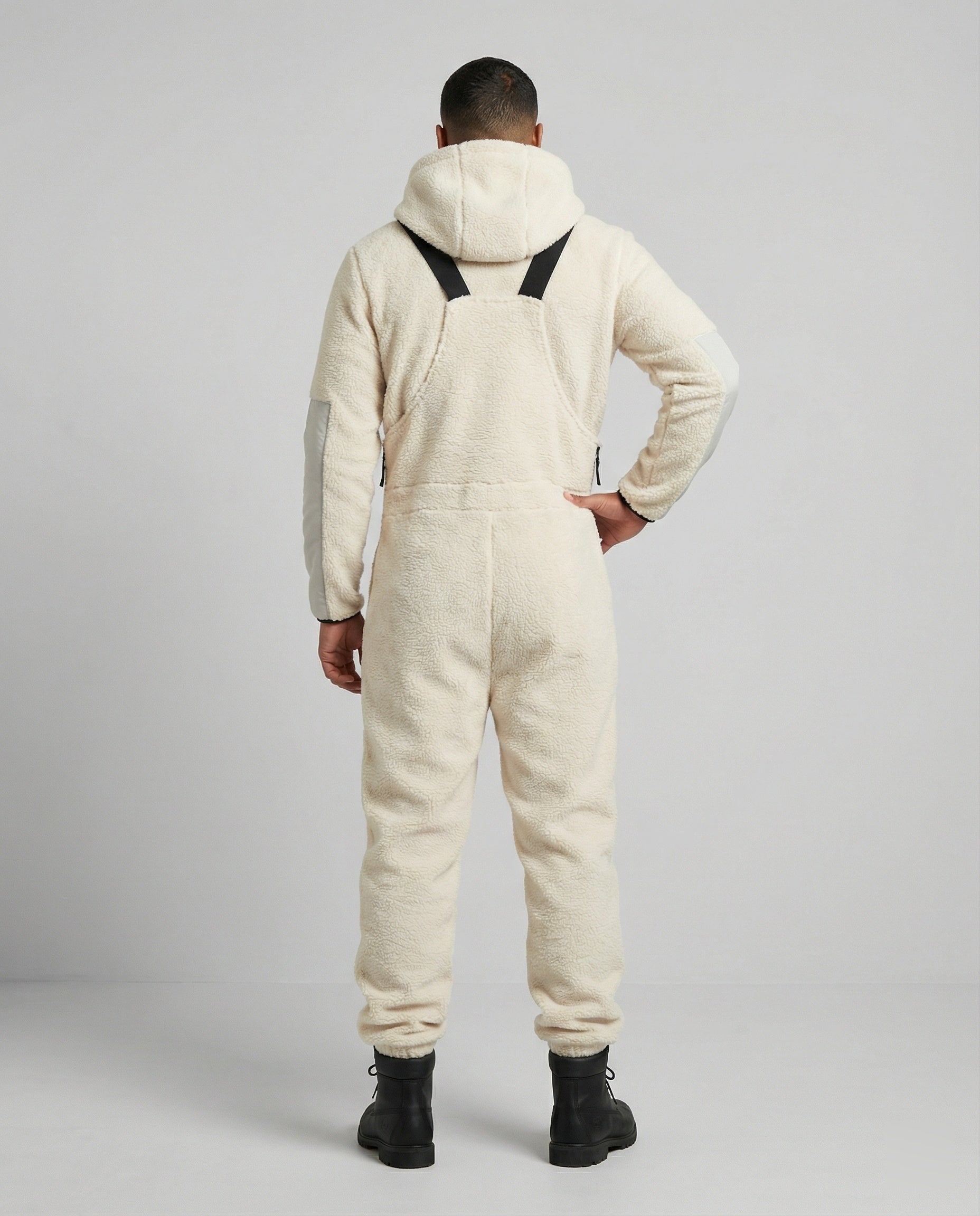 Men's Comfortable Padded Jumpsuit with Hood and Adjustable Straps