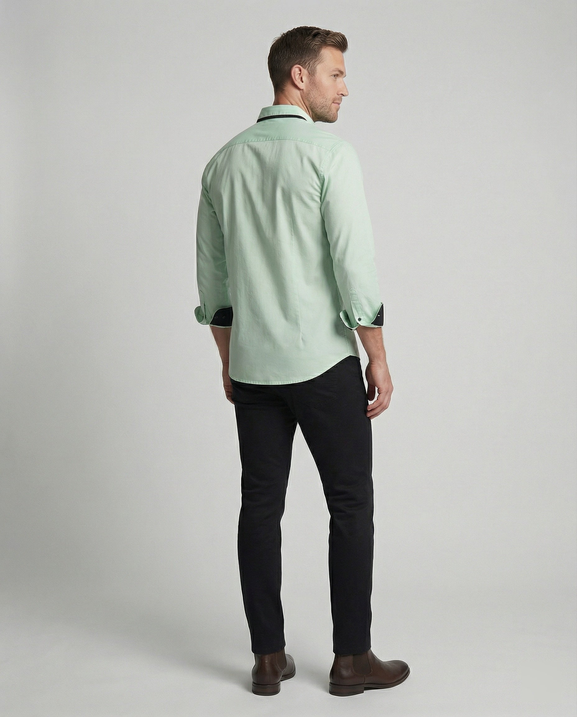 Long sleeve shirt men's business with kent collar