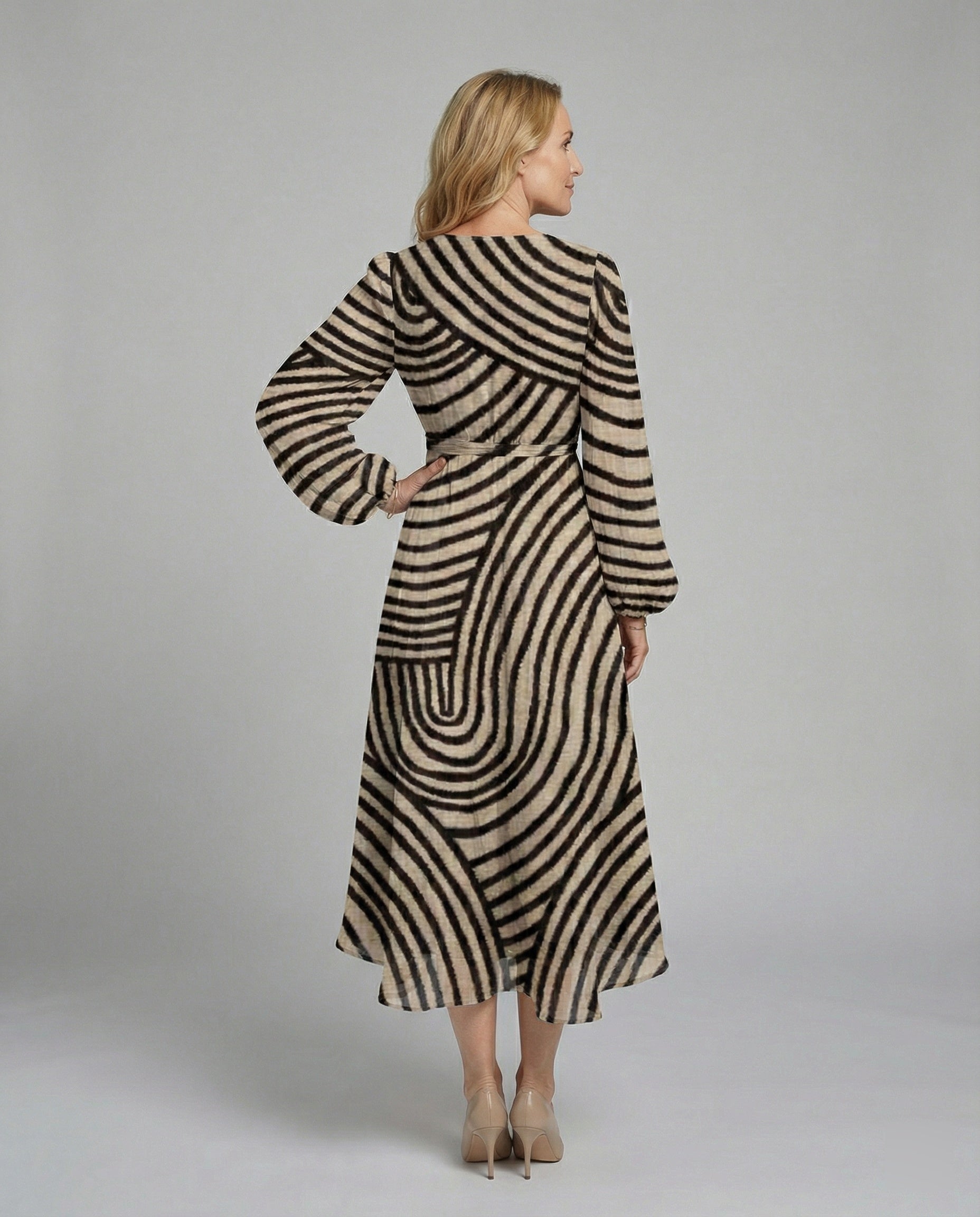 Women's Midi Dress Chiffon Wrap Look