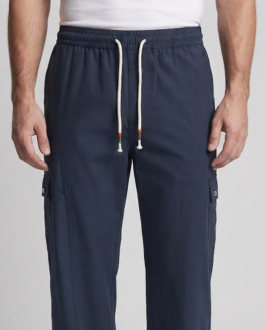 Men's Wide Relaxed-Fit Lounge Cargo Pants with Drawstring and Flap Pocket Chichicherry
